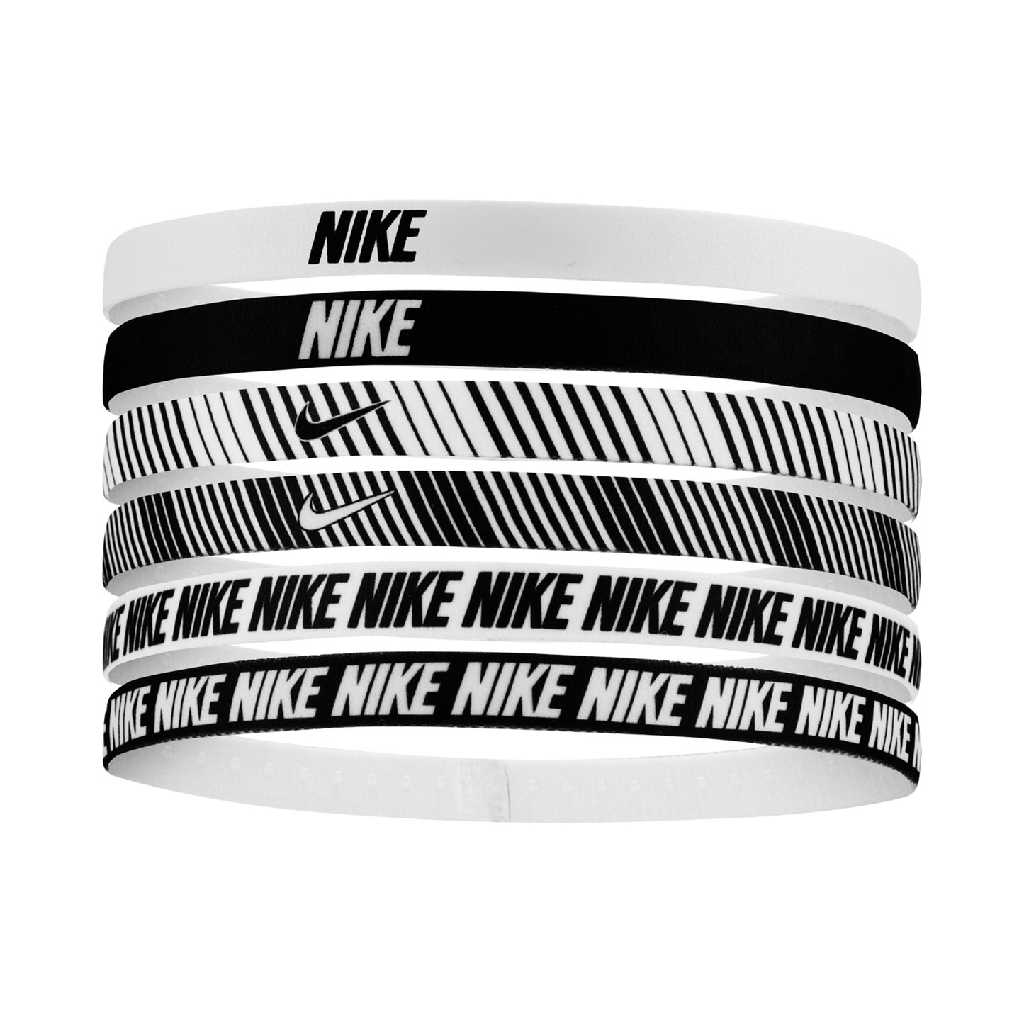 Nike Nike Flex Classic Printed Bandeau Pack De 6-Blanc,Noir Nike Nike Flex Classic Printed Bandeau Pack De 6-Blanc,Noir