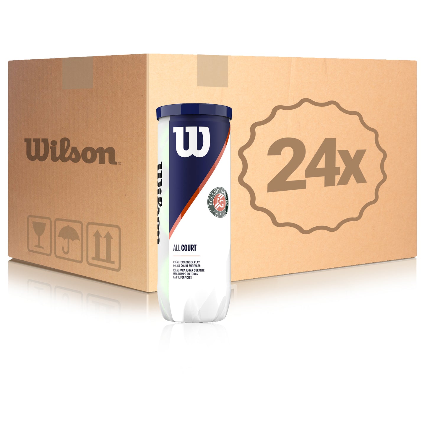 Wilson 24 tubi da 3 Roland Garros All Court 3er Nel cartone Wilson 24 tubi da 3 Roland Garros All Court 3er Nel cartone