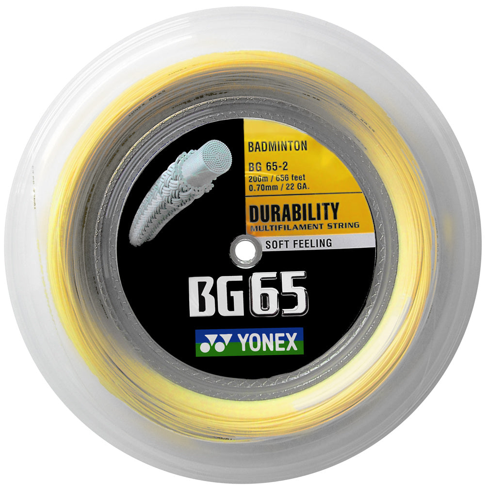 Yonex BG65 Badmintonsaitenrolle 200m -gelb Yonex BG65 Badmintonsaitenrolle 200m -gelb