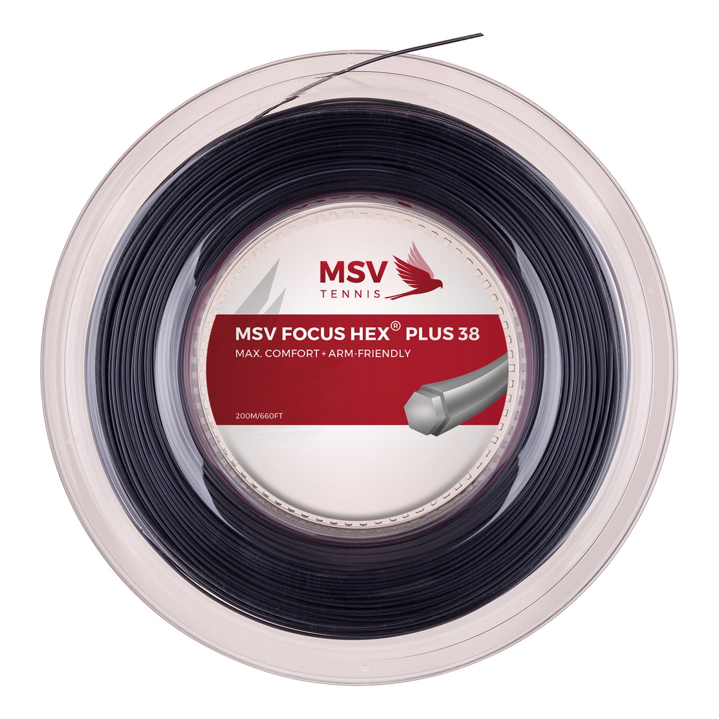 MSV Focus-HEX Plus 38 Saitenrolle 200m-Schwarz MSV Focus-HEX Plus 38 Saitenrolle 200m-Schwarz