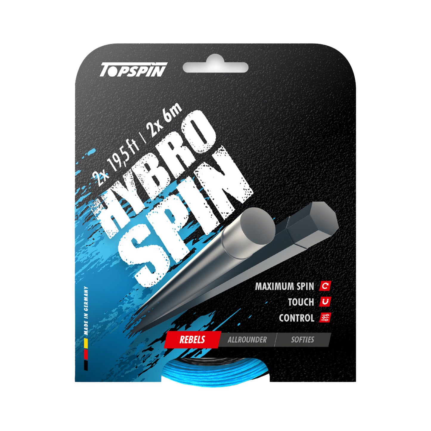 Topspin Hybro Spin 2 X 6m Set Di Corde-Blu Chiaro Topspin Hybro Spin 2 X 6m Set Di Corde-Blu Chiaro