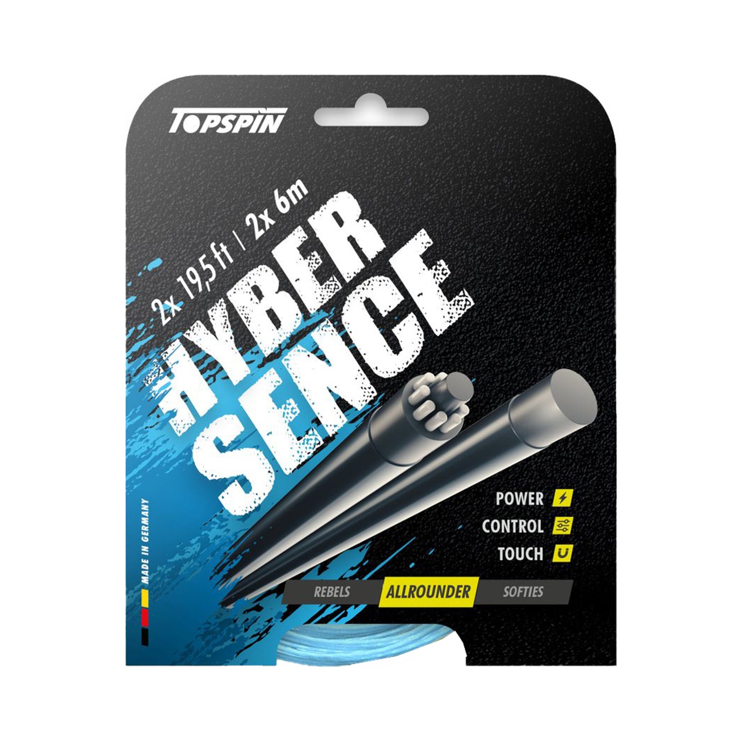 Topspin Hyber Sence 2 X 6m Saitenset-Hellblau Topspin Hyber Sence 2 X 6m Saitenset-Hellblau