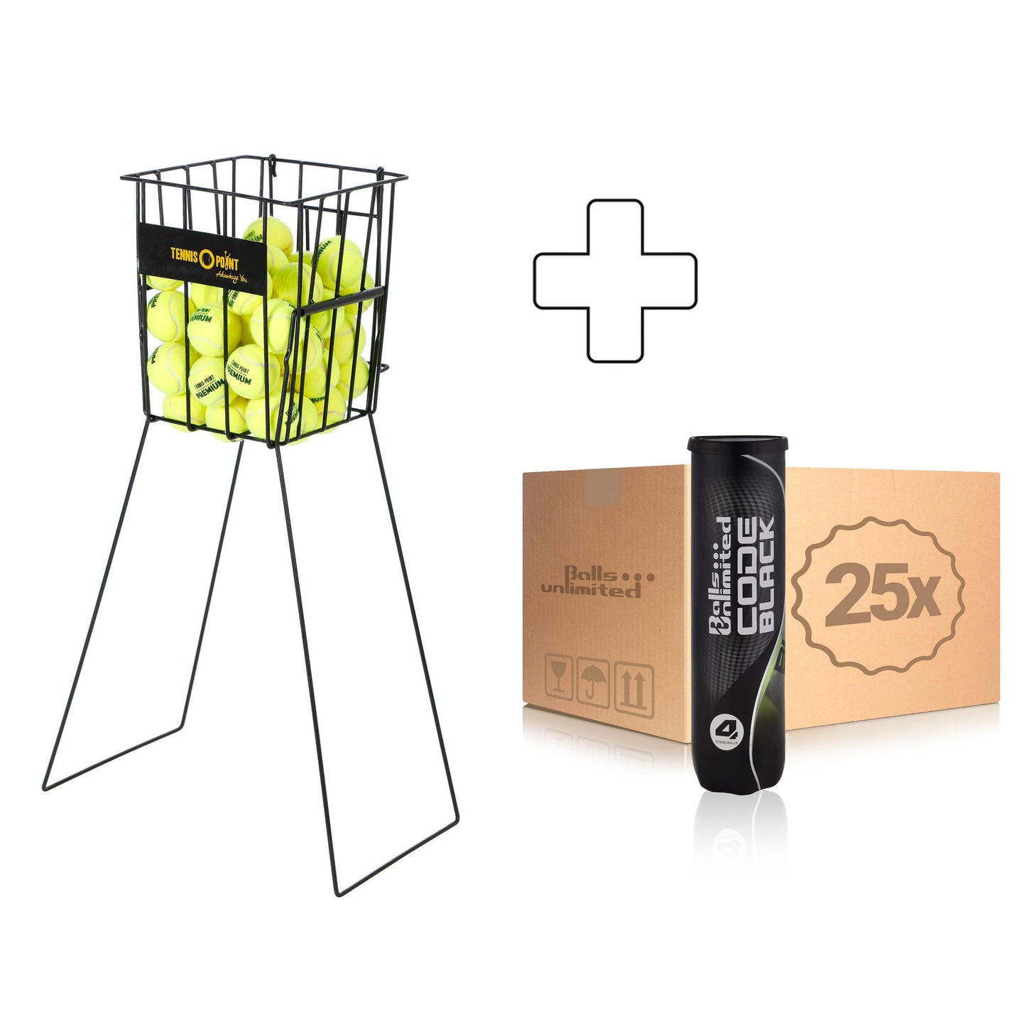 Balls Unlimited 25 tubi da 4 Code Black In aggiunta cesto per palline Balls Unlimited 25 tubi da 4 Code Black In aggiunta cesto per palline