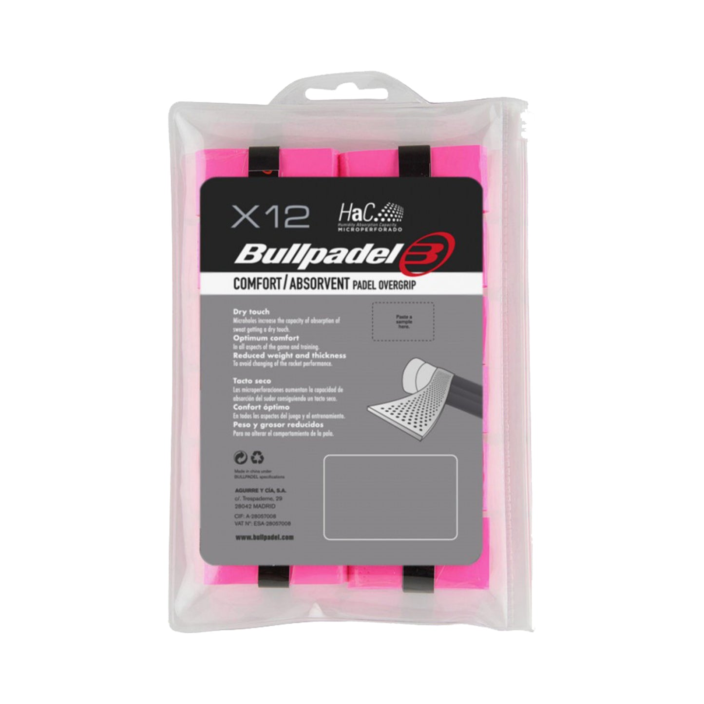 Bullpadel GB-1601 PACK 12 COMFORT ABSORBENT-Rosa Bullpadel GB-1601 PACK 12 COMFORT ABSORBENT-Rosa