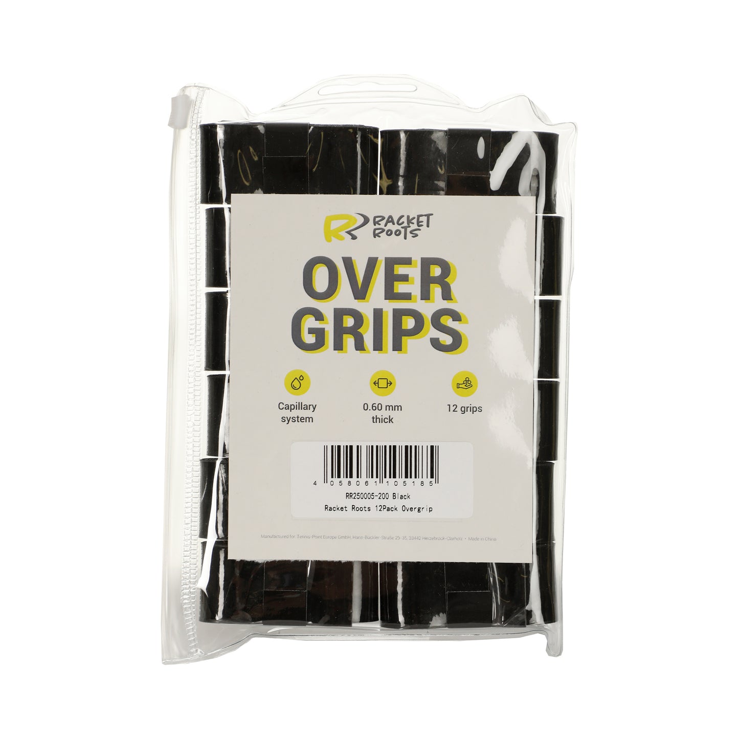 Racket Roots RR Grip Pack De 12-Noir Racket Roots RR Grip Pack De 12-Noir