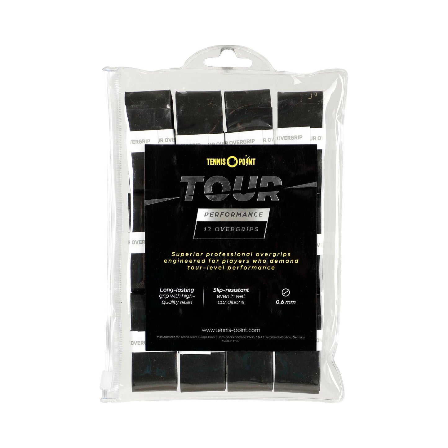 Tennis-Point Tour Performance 12er Pack - schwarz Tennis-Point Tour Performance 12er Pack - schwarz