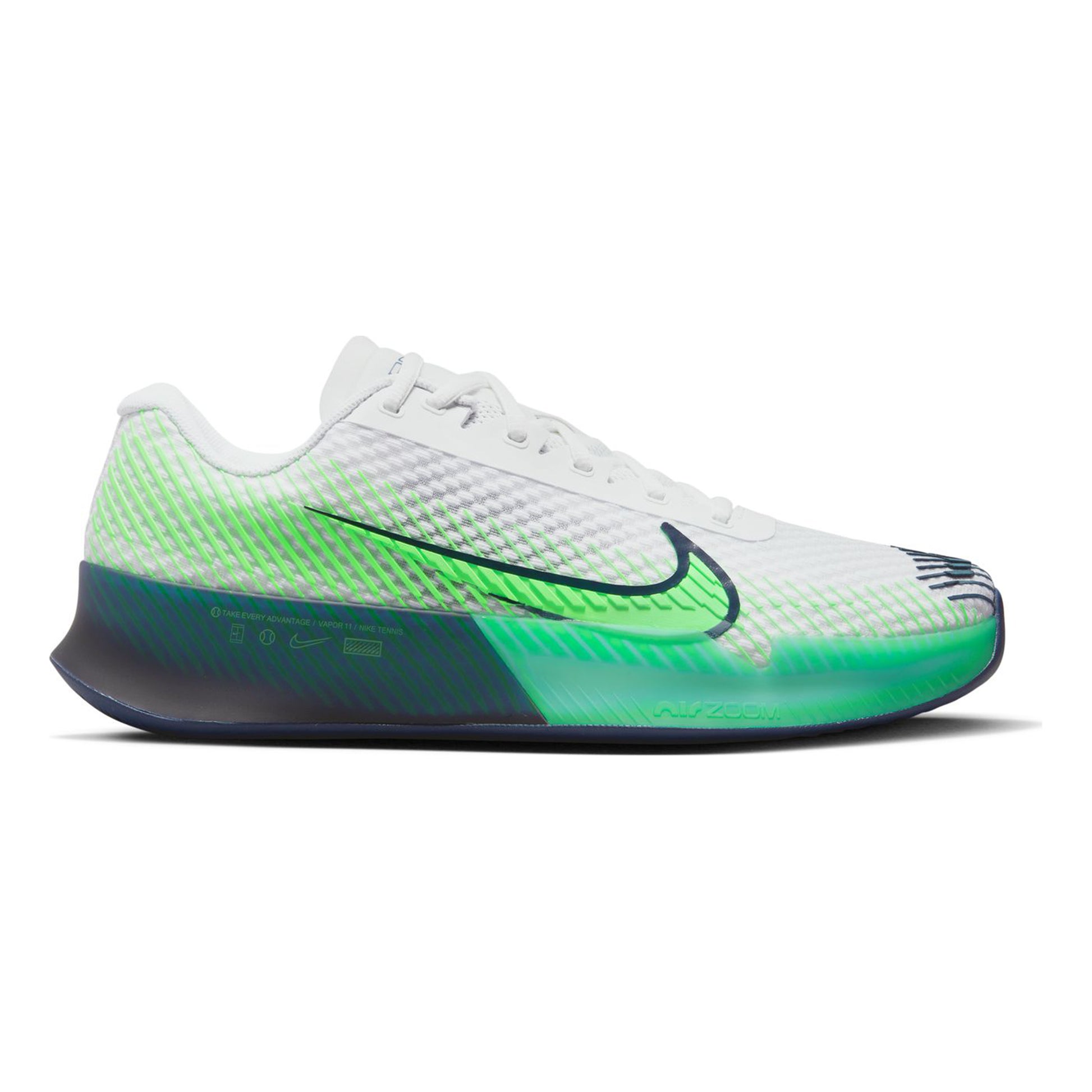 Nike Air Zoom Vapor 11 Scarpa per terra rossa Uomini - bianco, verde neon