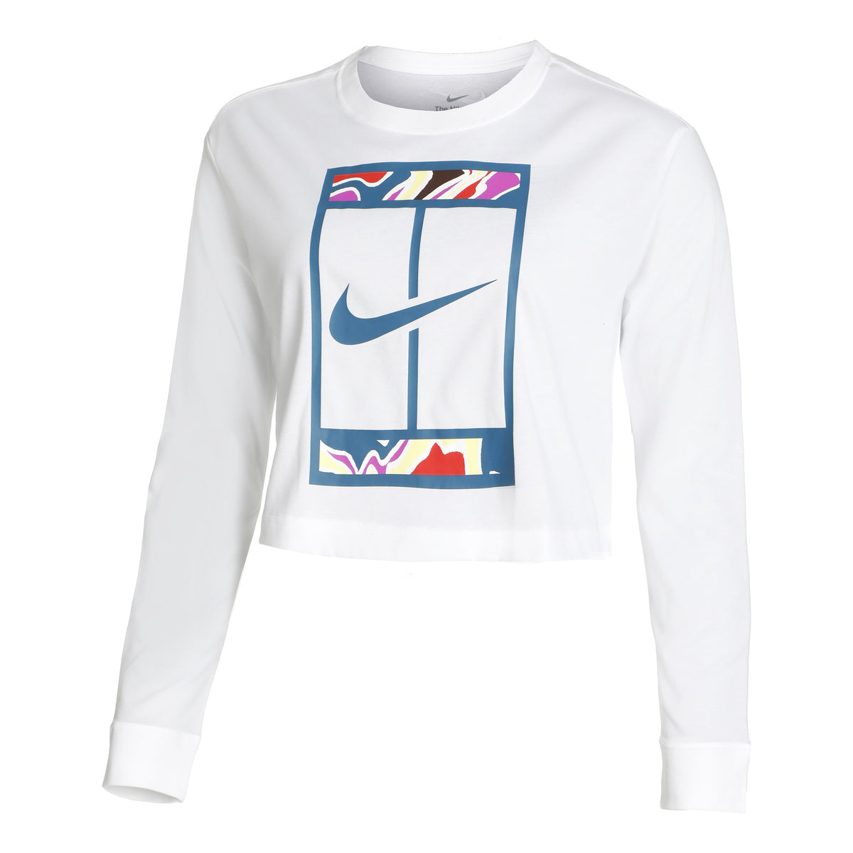 Nike Dri-Fit Court Slam Cropped Manica lunga Donna - bianco, multicolore