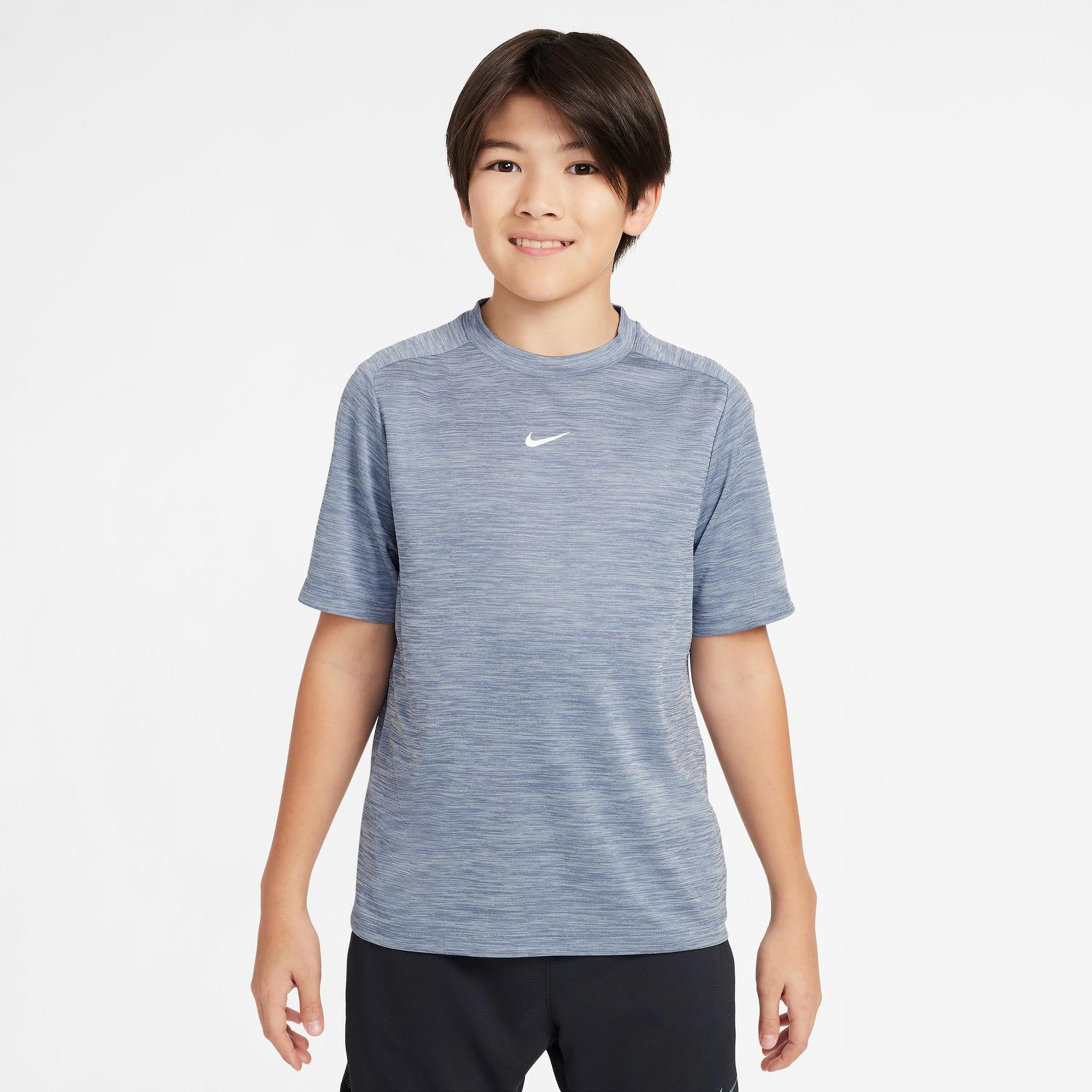 Nike Dri-Fit Multi Heather Maglietta Bambini-Grigio-blu