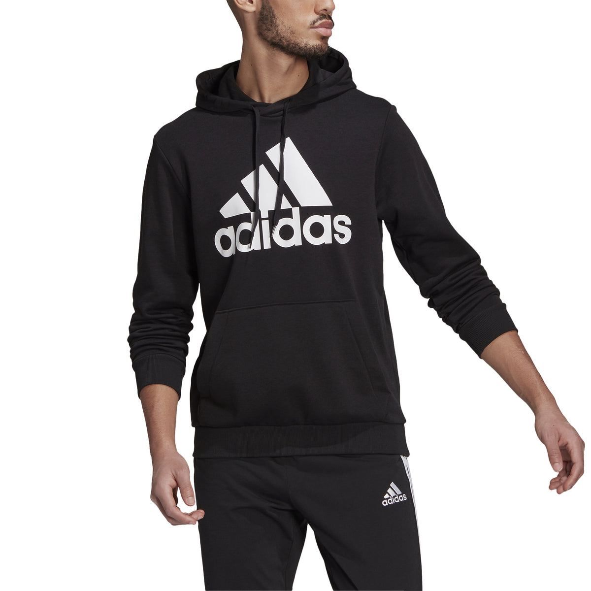 adidas Big Logo French Terry Felpa con cappuccio Uomini-nero, bianco