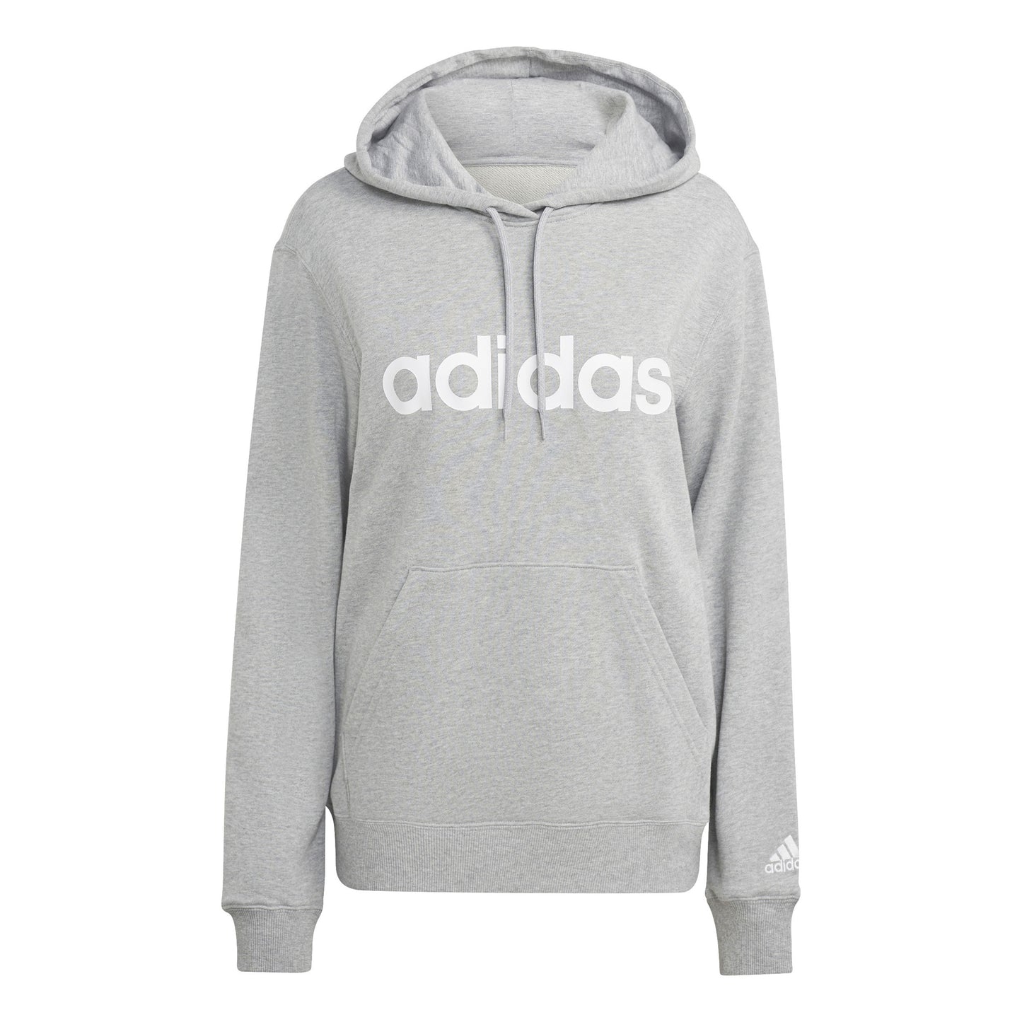 adidas Linear French Terry Sweat à capuche Femmes - gris clair, blanc