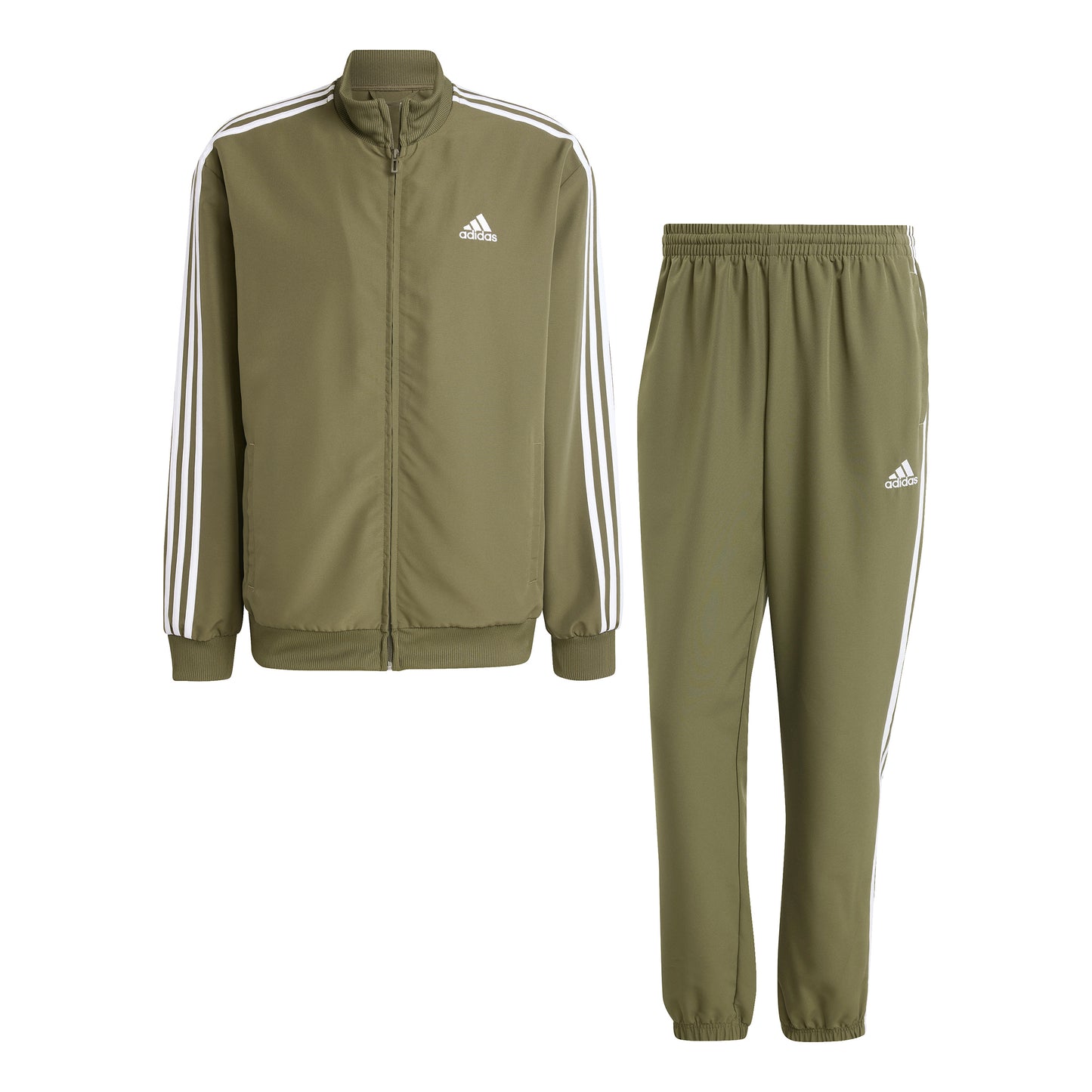 adidas 3Stripes Woven Trainingsanzug Herren - oliv, weiß