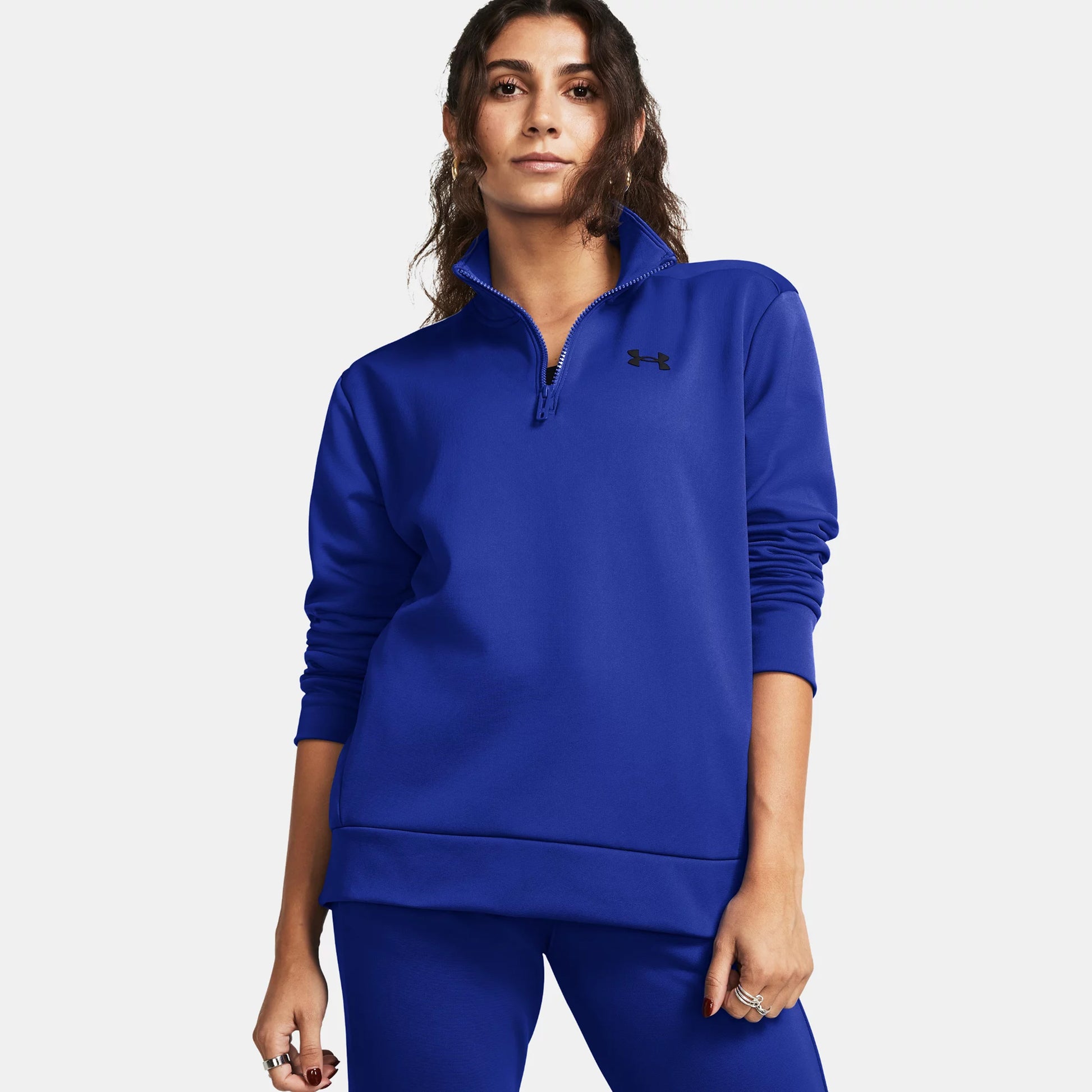 Under Armour 1/4 Zip Haut manches longues Femmes - bleu foncé,