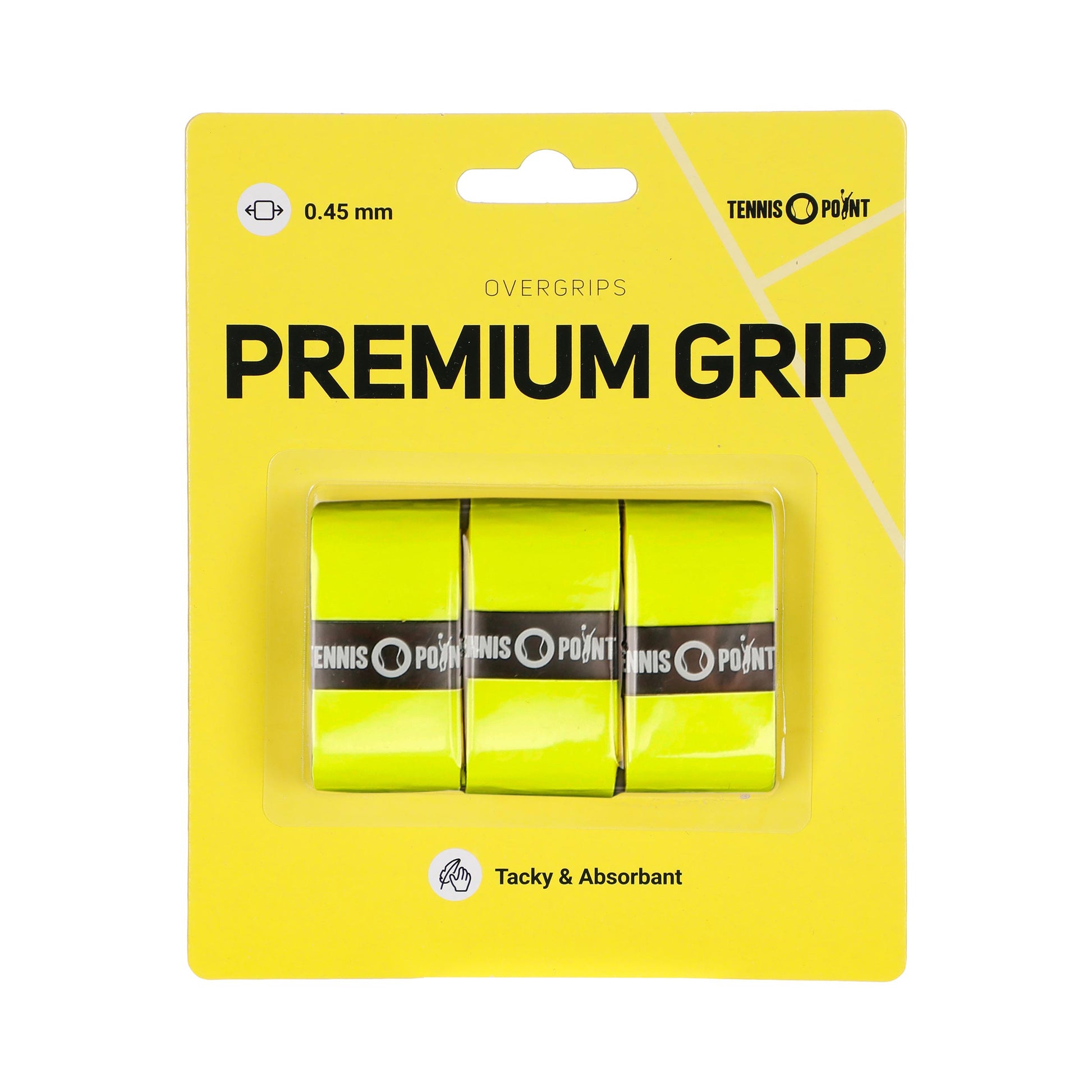 Tennis-Point Premium Grip 3er Pack-Gelb