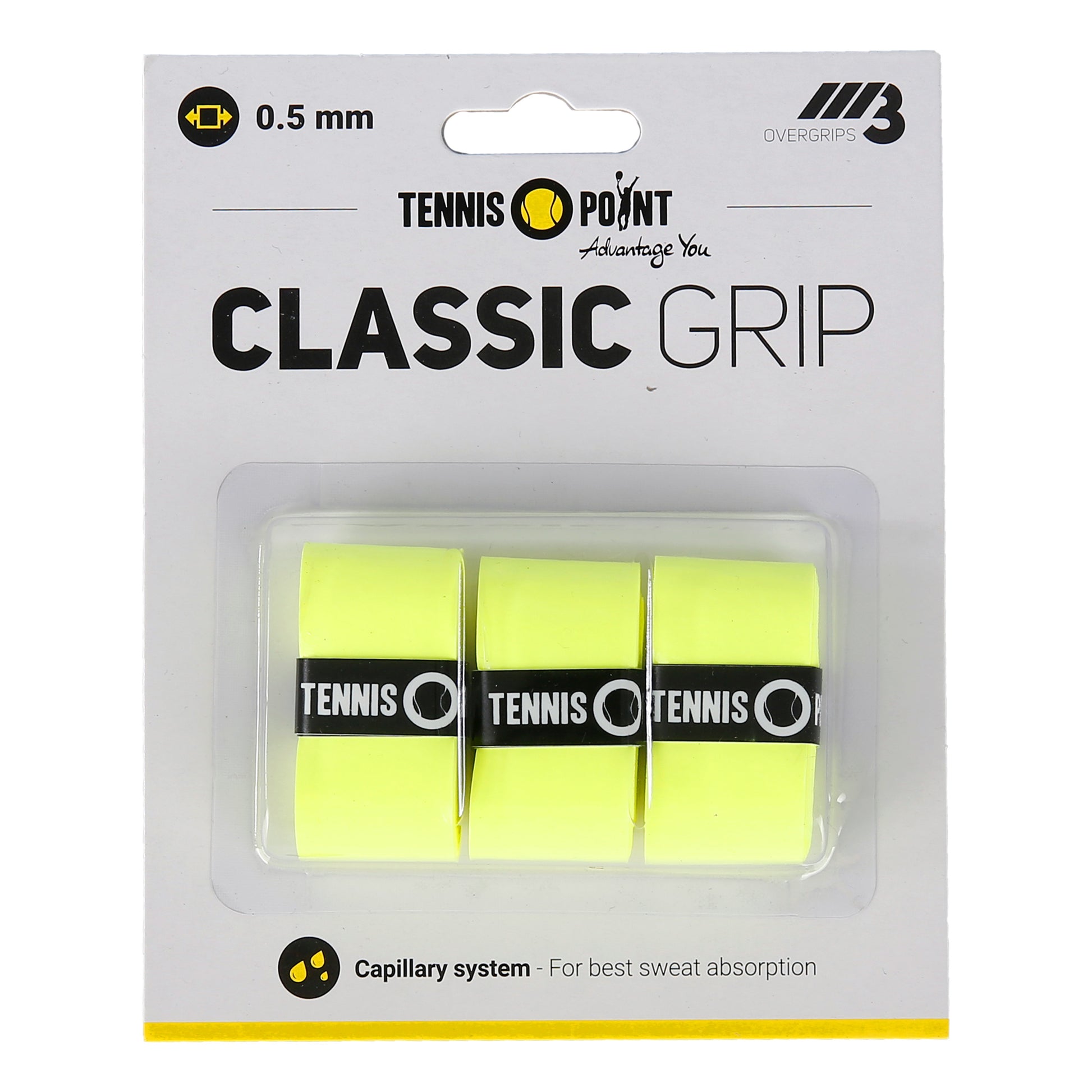 Tennis-Point Classic Grip 3er Pack - gelb