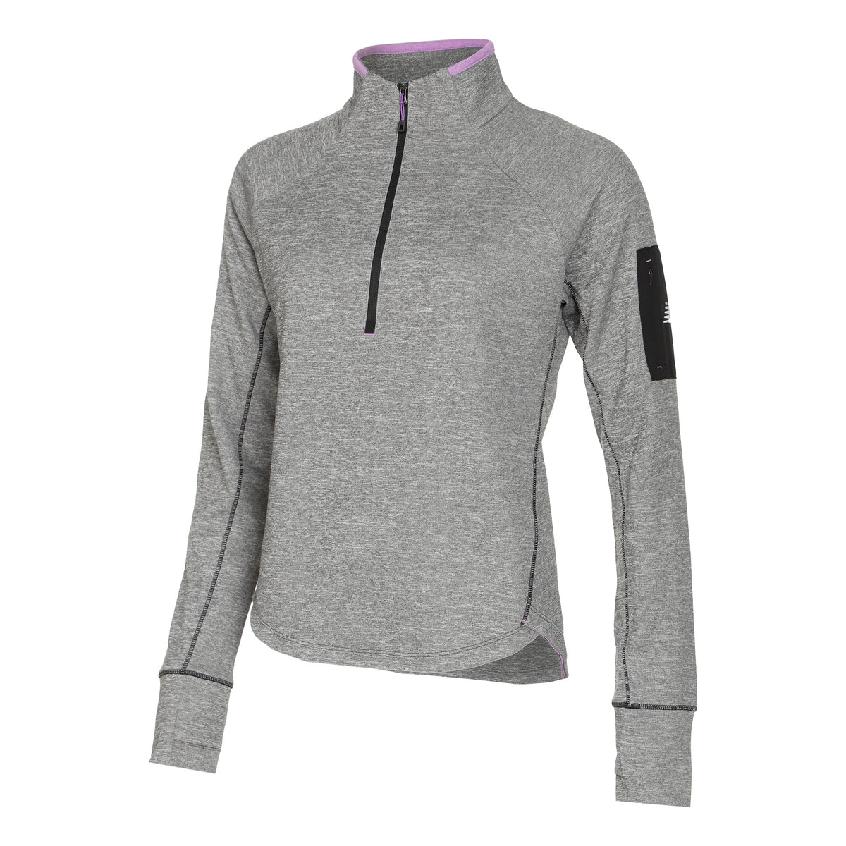 New Balance AT Half-Zip Manica lunga Donna - grigio,