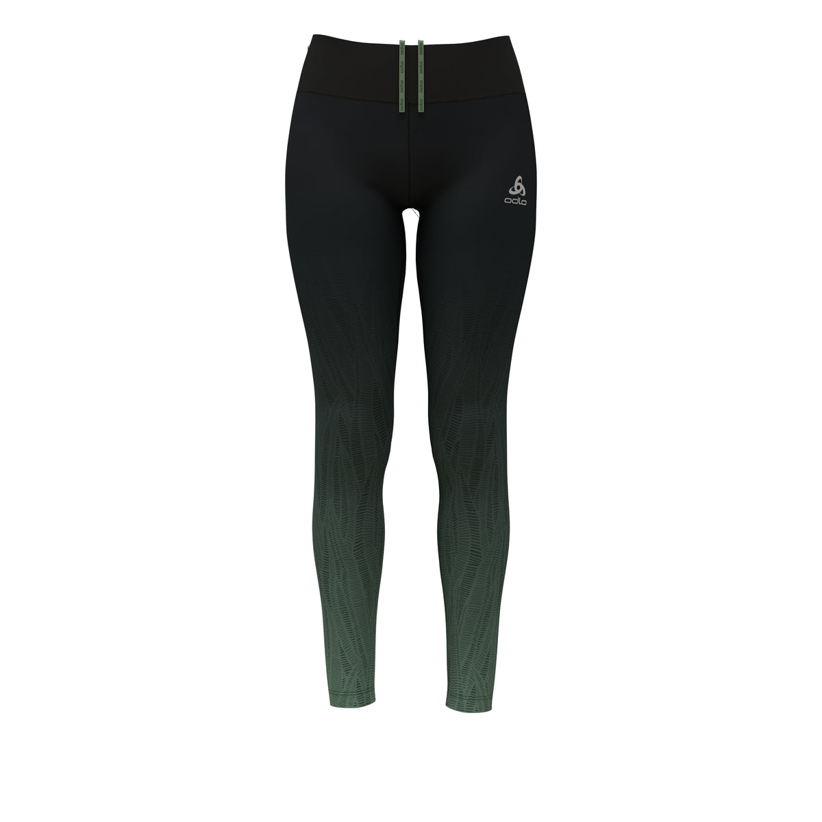 Odlo Print Calzamaglia Donna-Nero,Verde