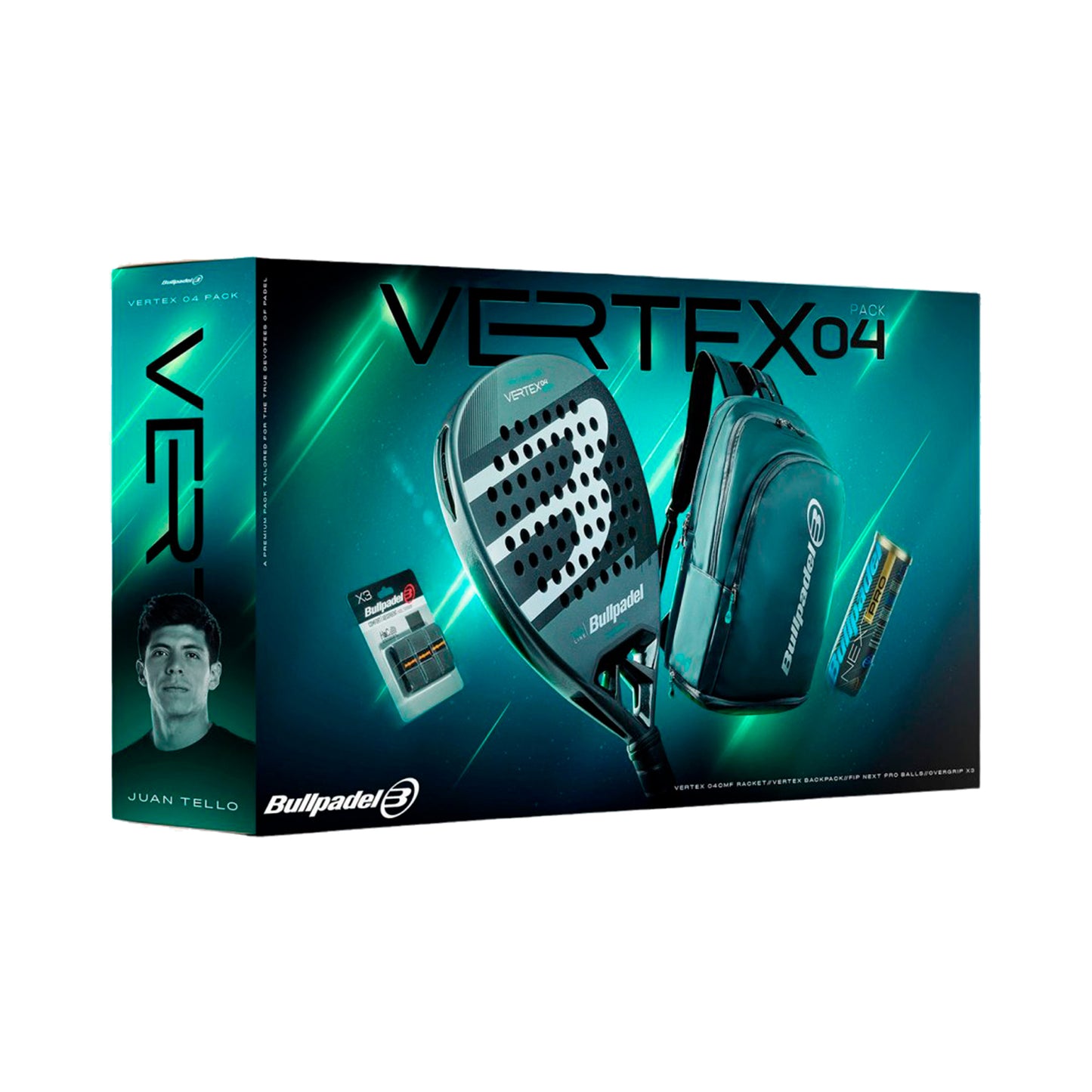 Bullpadel Vertex 04 Pack Man Schlägerpaket Padel plus Rucksack-schwarz