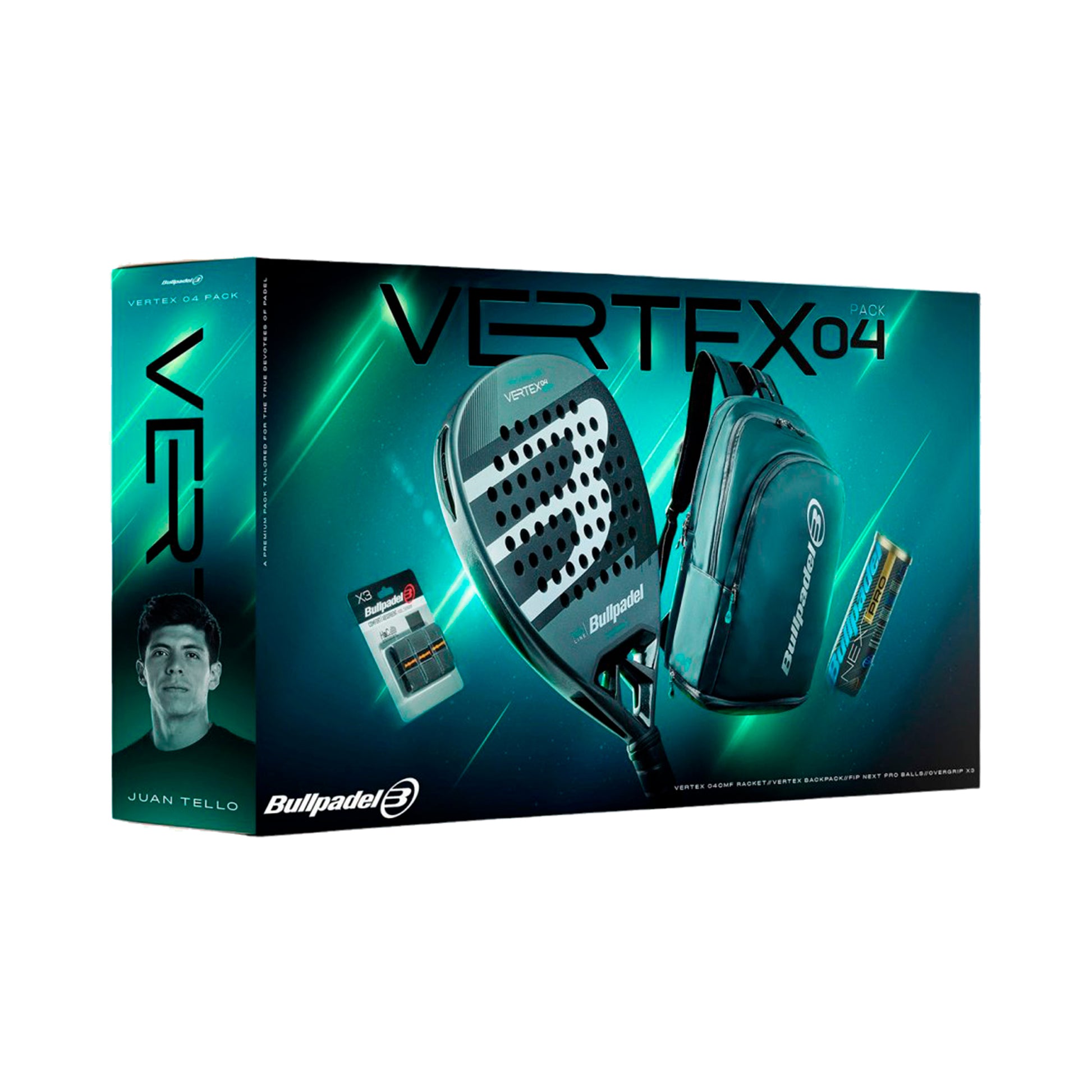 Bullpadel Vertex 04 Pack Man Schlägerpaket Padel plus Rucksack-schwarz