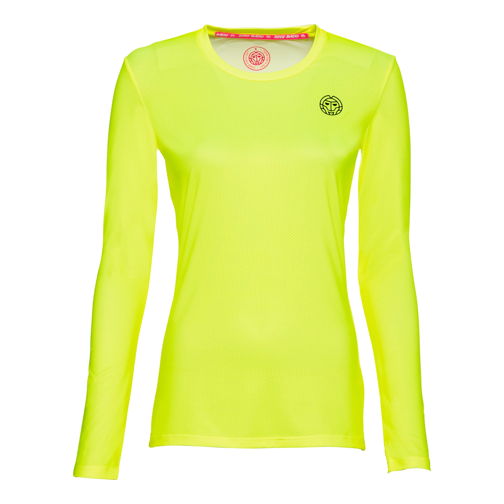 BIDI BADU Pia Tech Roundneck Haut manches longues Femmes - jaunes fluo, noir