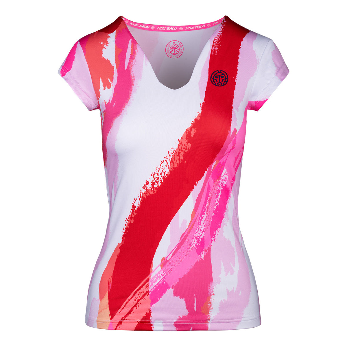 BIDI BADU Bella 2.0 Tech V-Neck T-Shirt Damen - weiß, rot