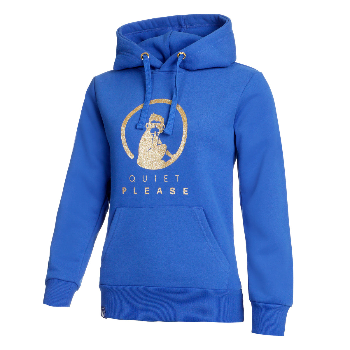 Quiet Please Baseline Logo Felpa con cappuccio Donna - blu, oro