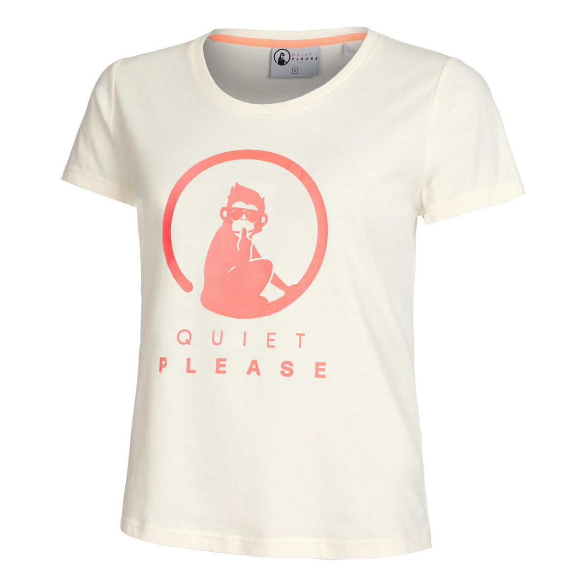 Quiet Please Baseline T-Shirt Damen - weiß, altrosa