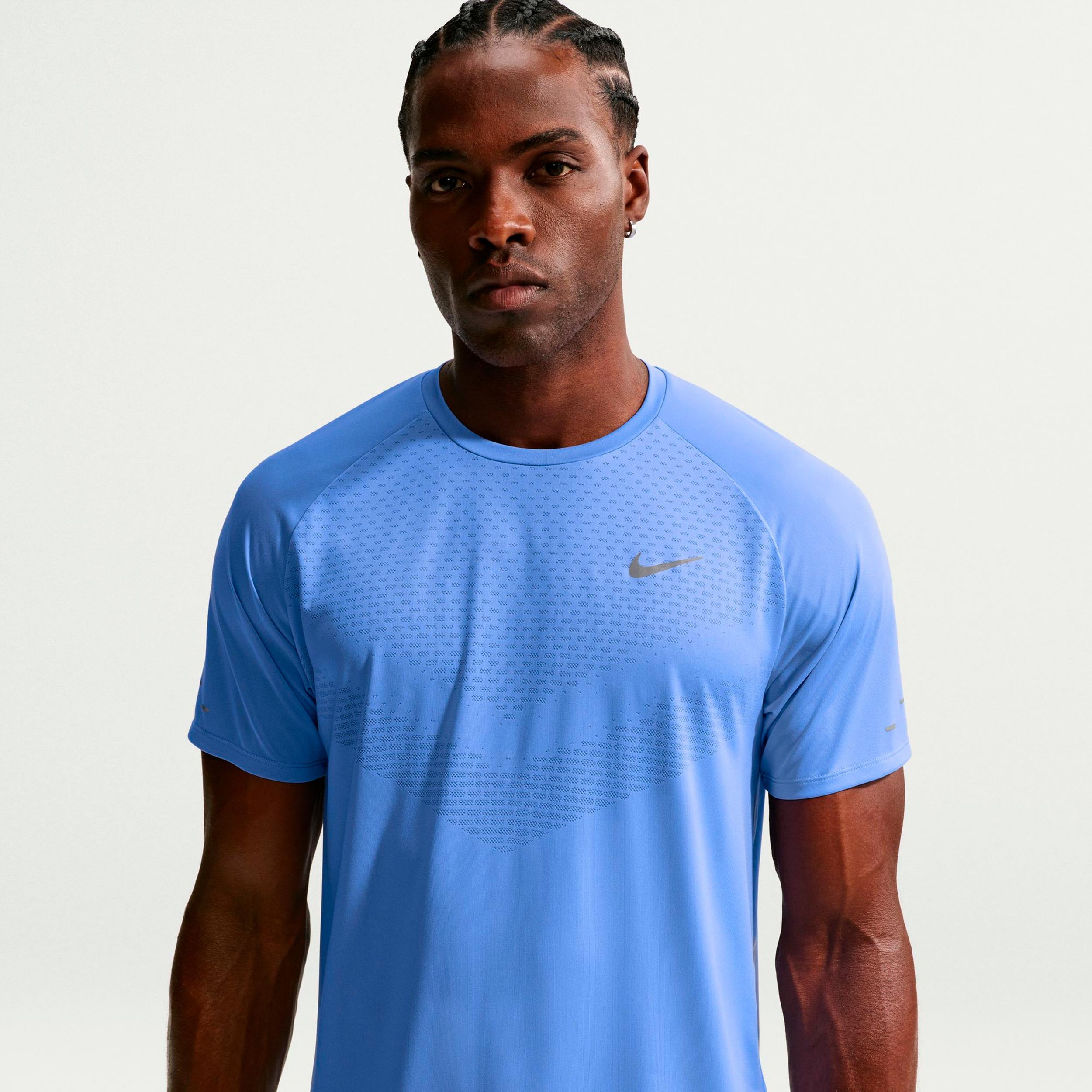 Nike Stride Laufshirt Herren - blau, silber