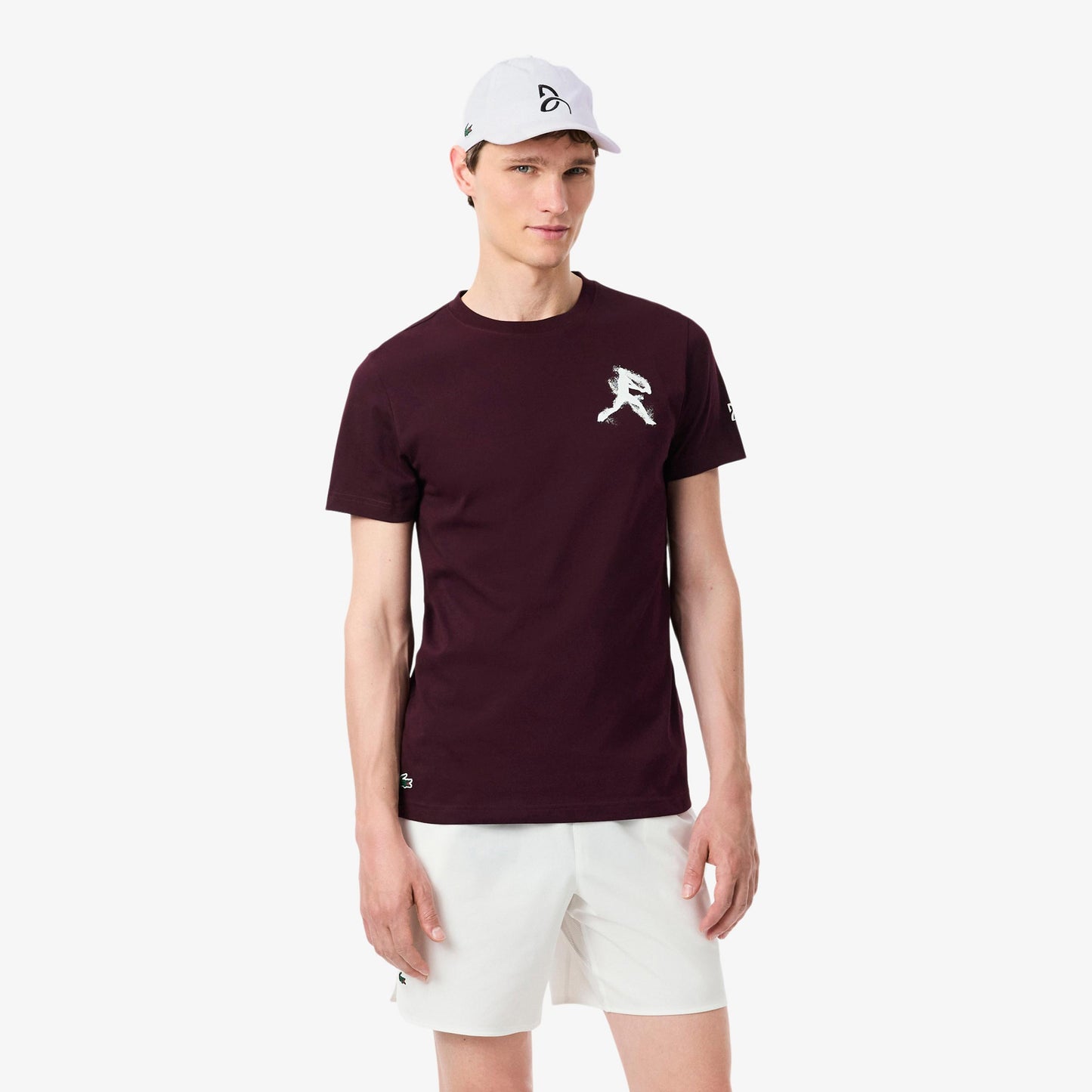 Lacoste & Cap T-shirt Hommes - rouge vin, blanc