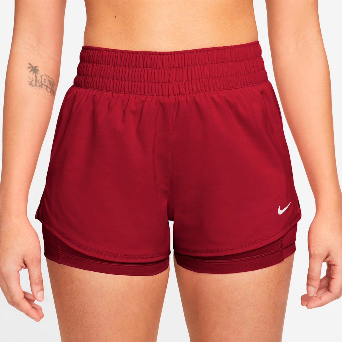 Nike Dri-Fit One Mid Rise 2in1 3in Pantaloncini Donna - rosso