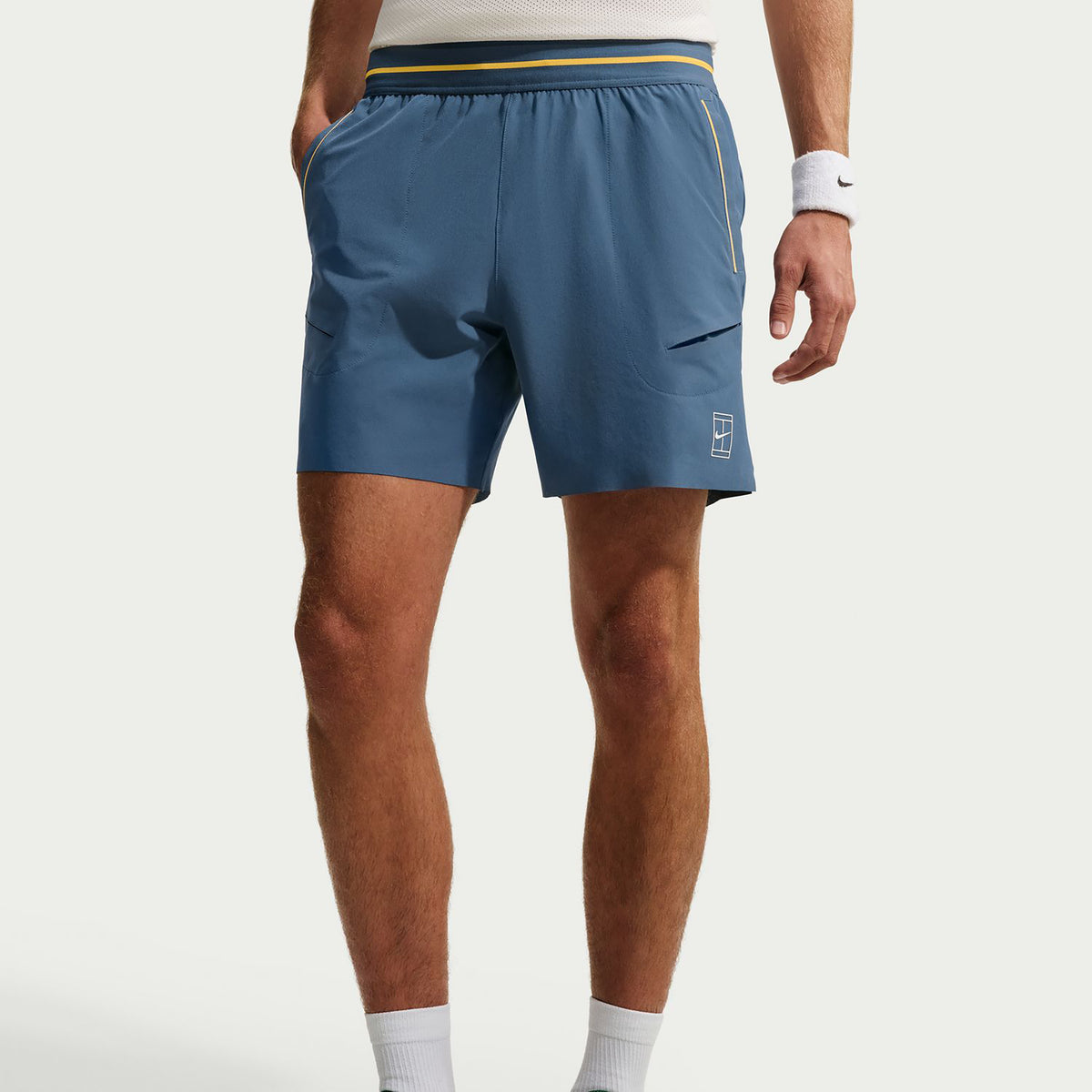 Nike Court Dri-FIT Advantage 6in Pantaloncini Uomini - grigio-blu, arancione