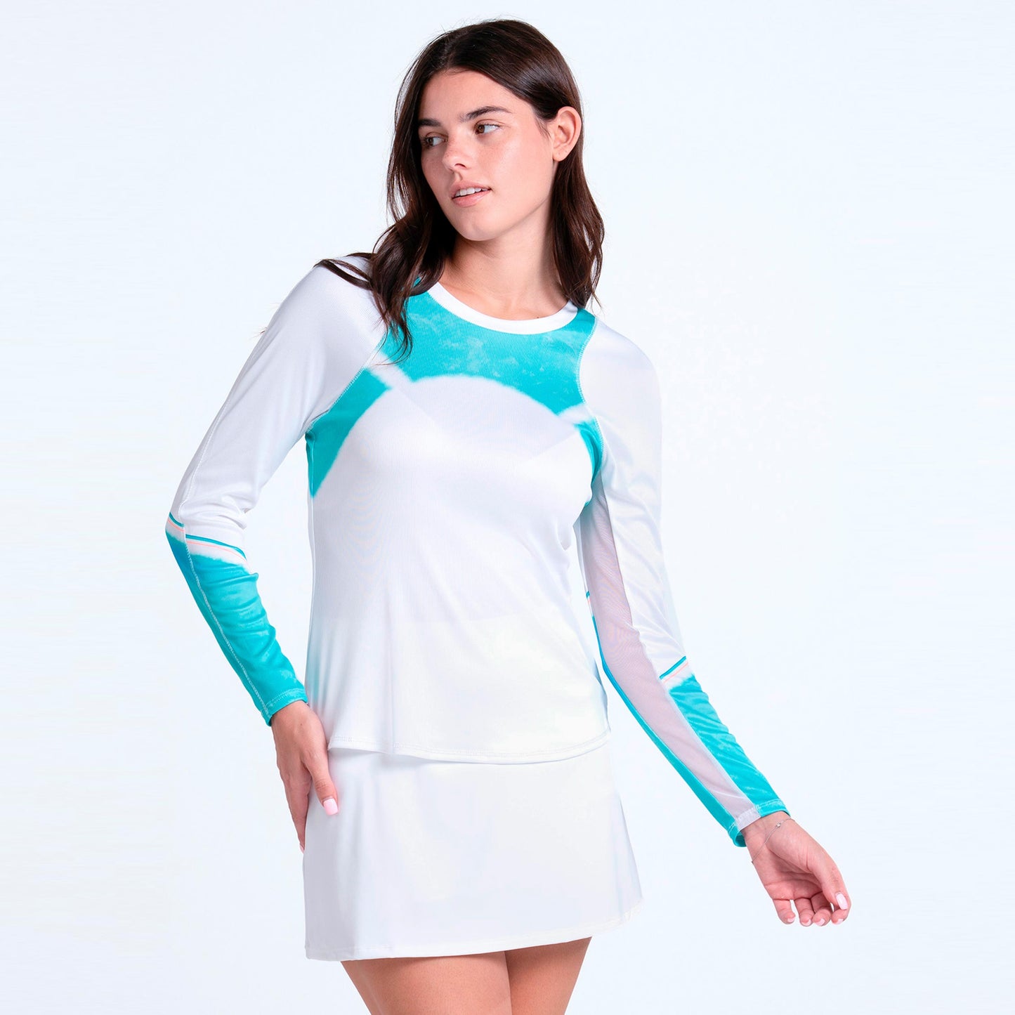 Lucky in Love Sun Beat Haut manches longues Femmes - blanc, turquoise