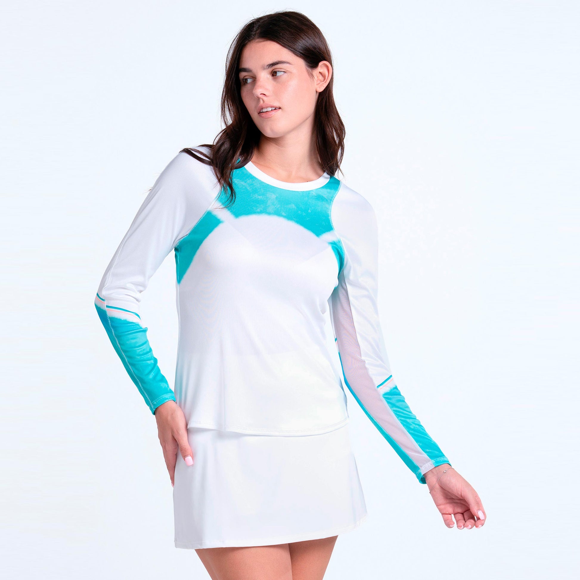 Lucky in Love Sun Beat Haut manches longues Femmes - blanc, turquoise