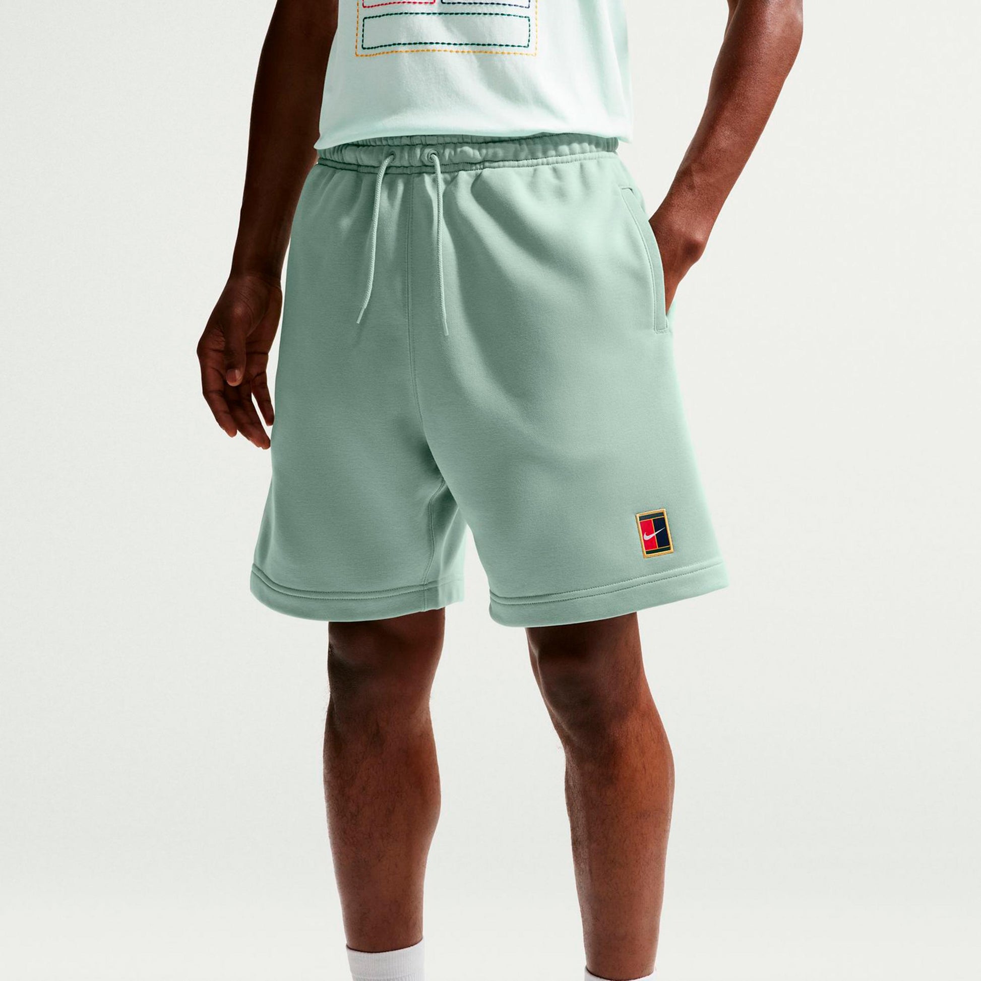 Nike Court Dri-Fit Heritage Fleece Pantaloncini Uomini - grigio-verde