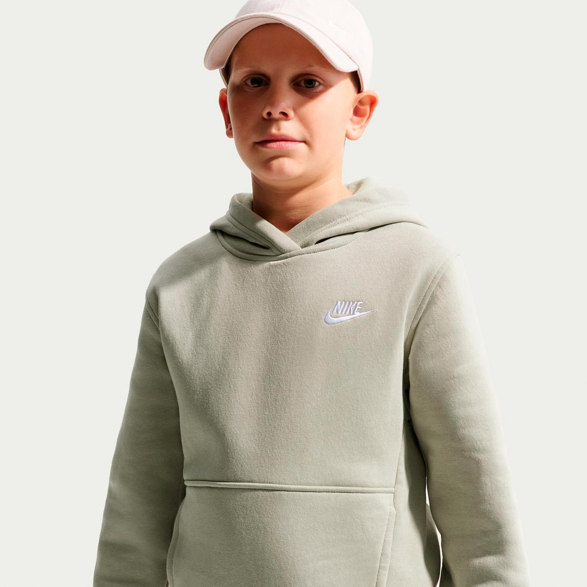 Nike Club Fleece Felpa con cappuccio Bambini - grigio-verde