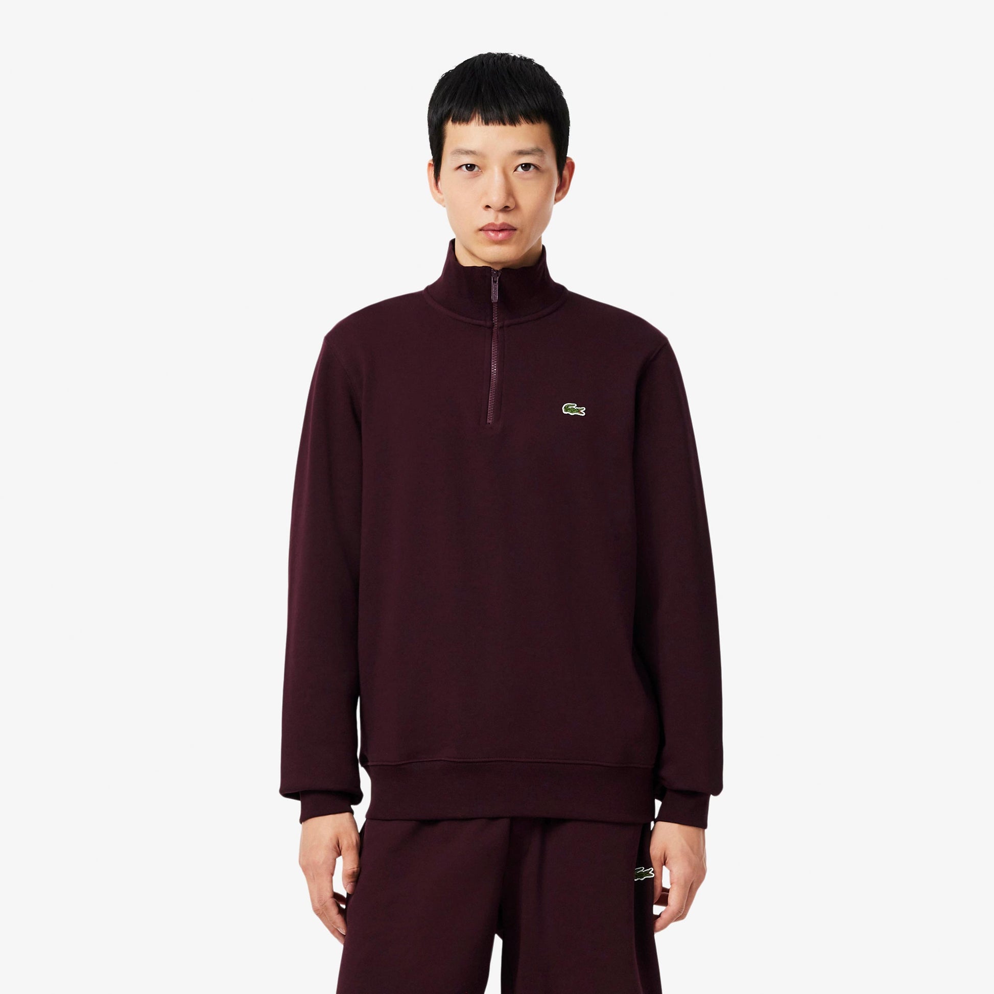 Lacoste High Neck Sweat-shirt Hommes - rouge foncé