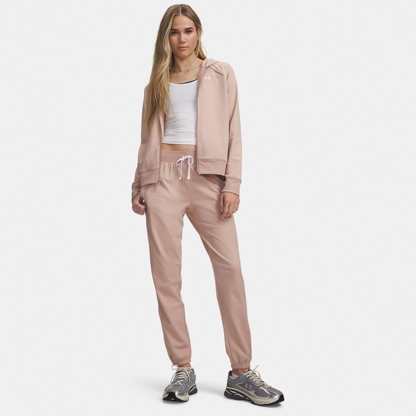 Under Armour Rival Tricot Trainingsanzug Damen - pink, weiß