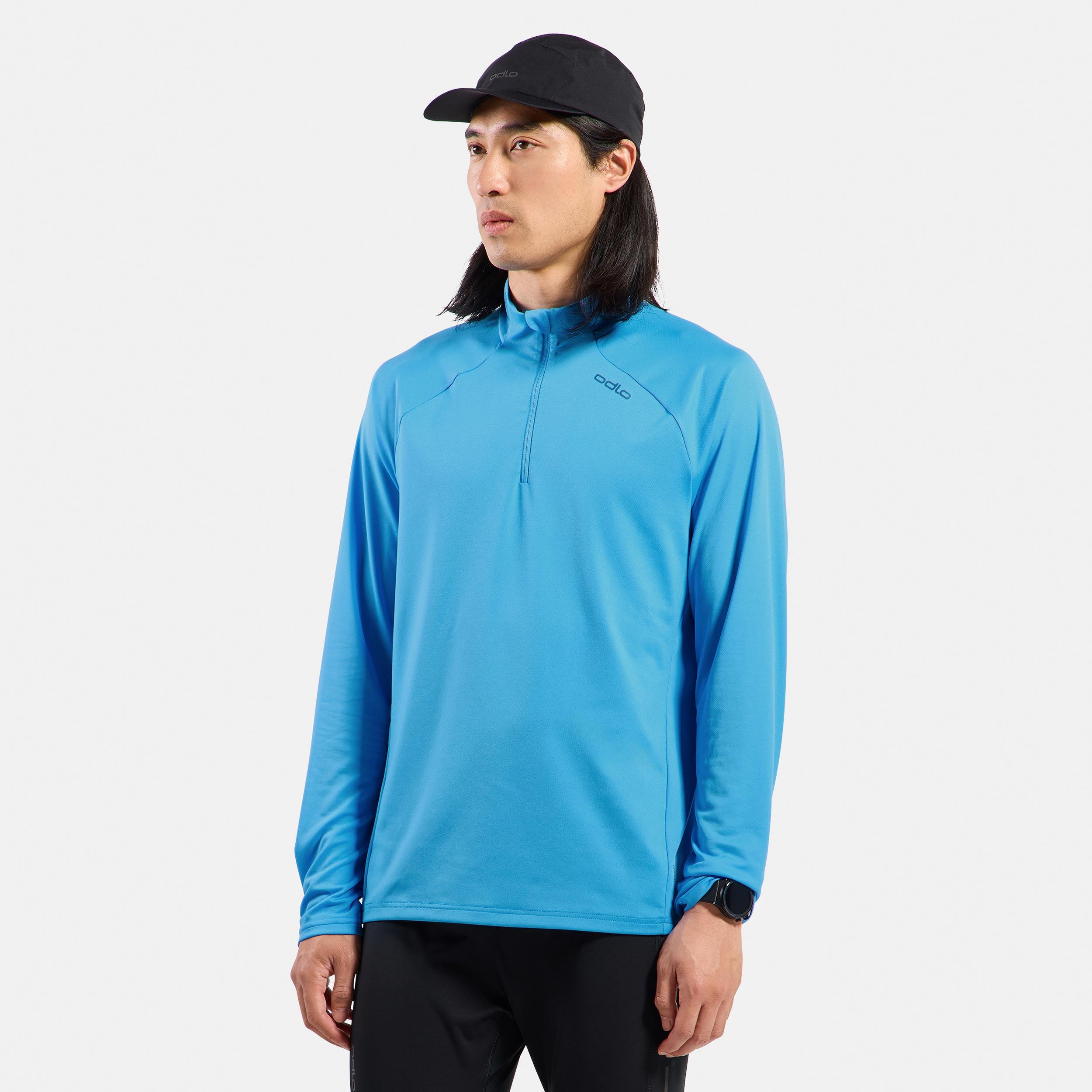 Odlo Essential Ceramiwarm Mid Layer 1/2 Zip Camicia da corsa Uomini - blu chiaro