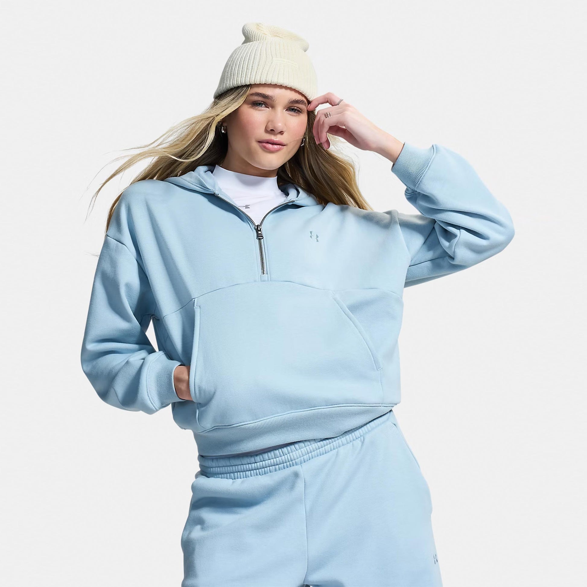 Under Armour Icon Fleece Halfzip Felpa con cappuccio Donna - blu, grigio-blu