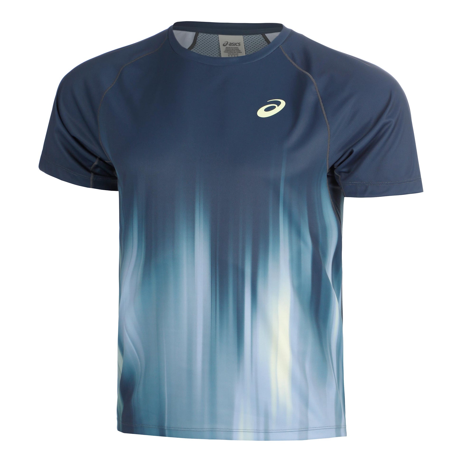 ASICS AOP T-shirt Hommes - bleu foncé, jaune lemon
