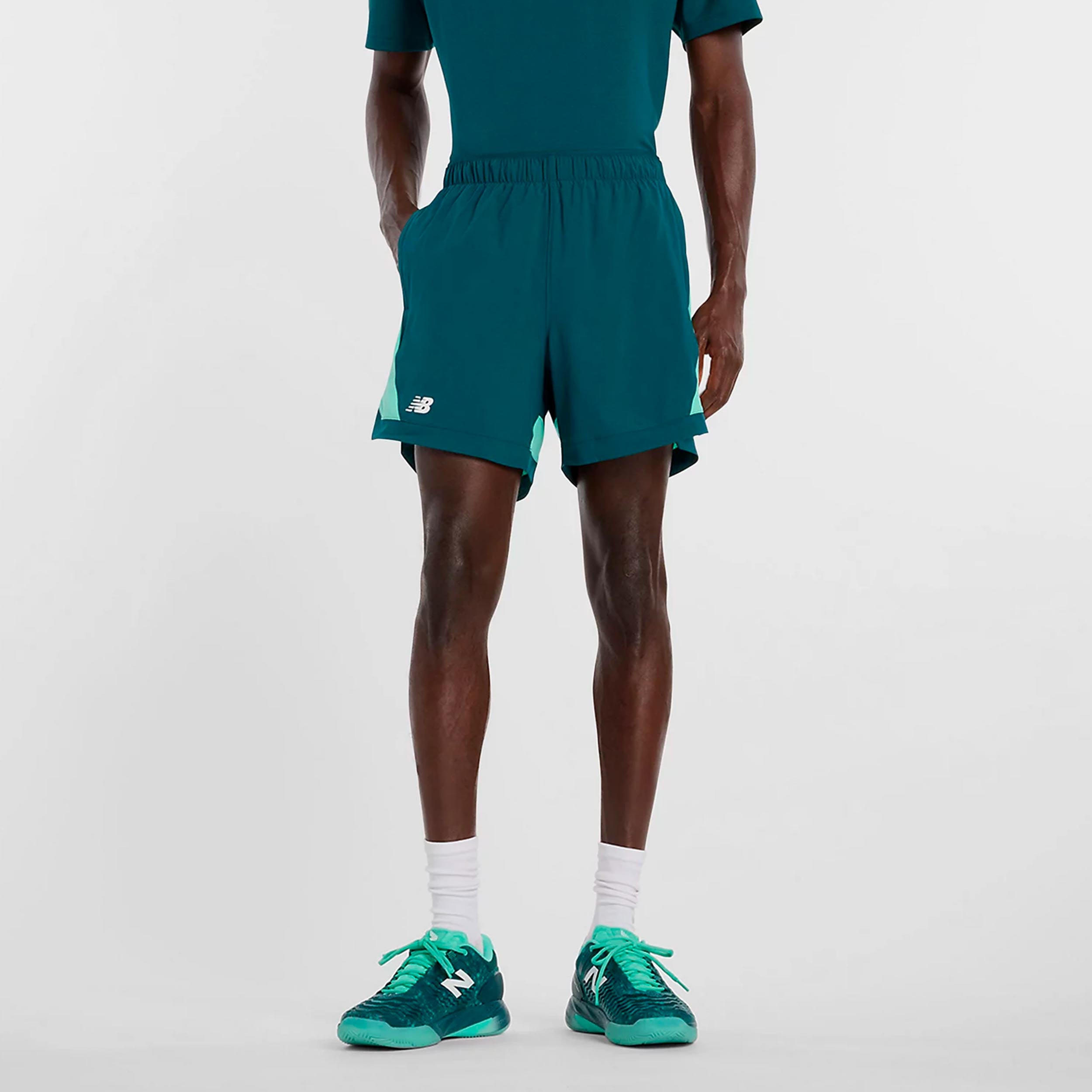 New Balance Tournament Novelty Shorts Hommes-bleu petrol, blanc