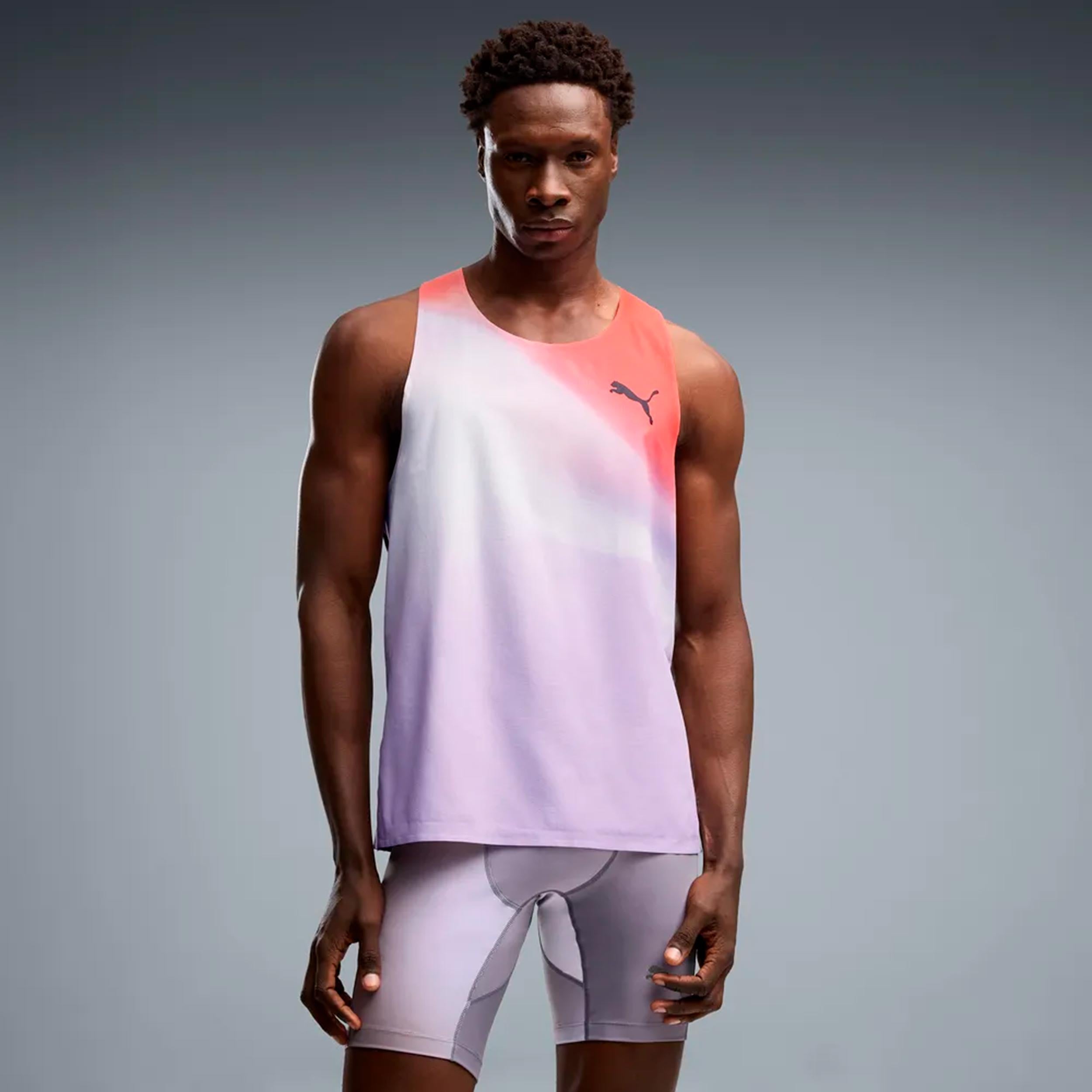 Puma Lightspeed Ultraweave Graphic  Camicia da corsa Uomini - grigio chiaro, arancione