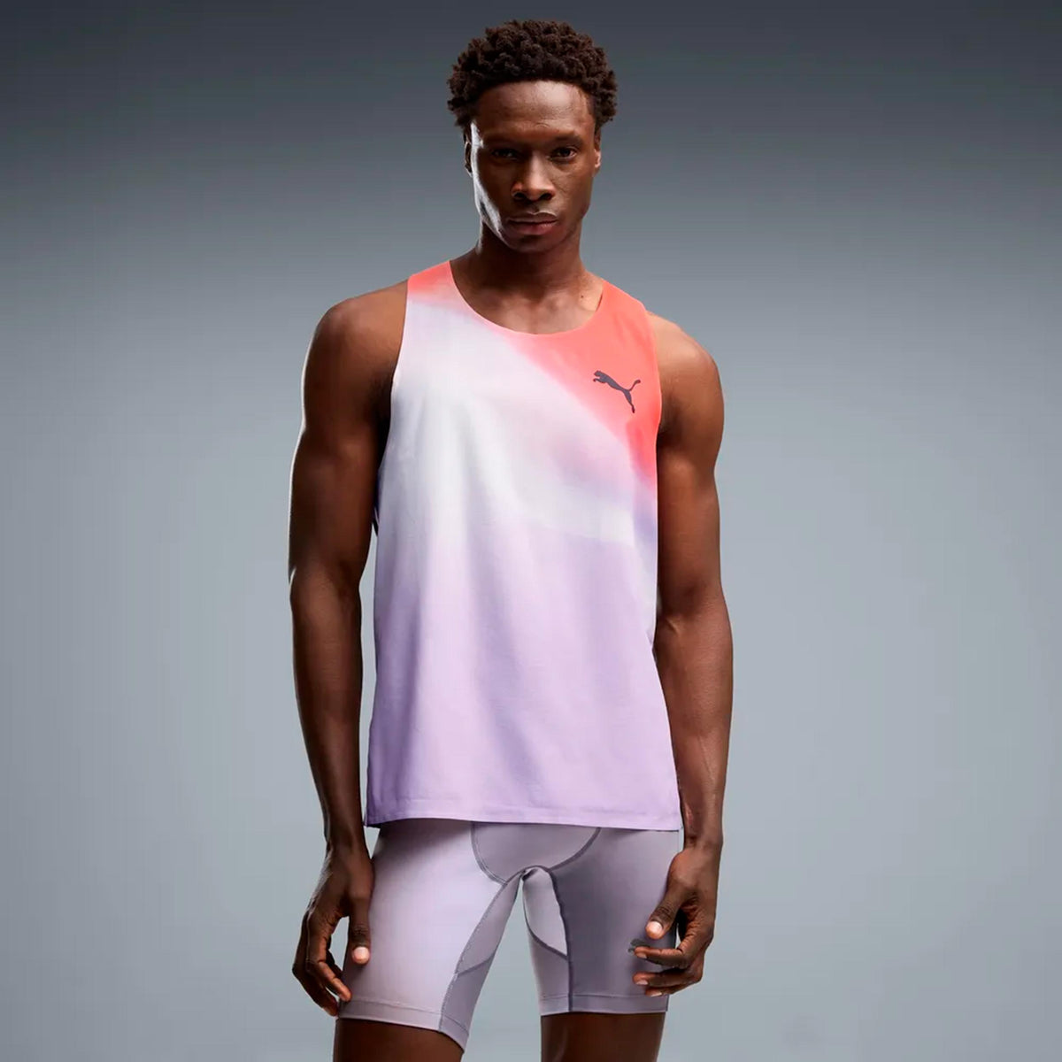Puma Lightspeed Ultraweave Graphic  Maillot de course Hommes - gris clair, orange