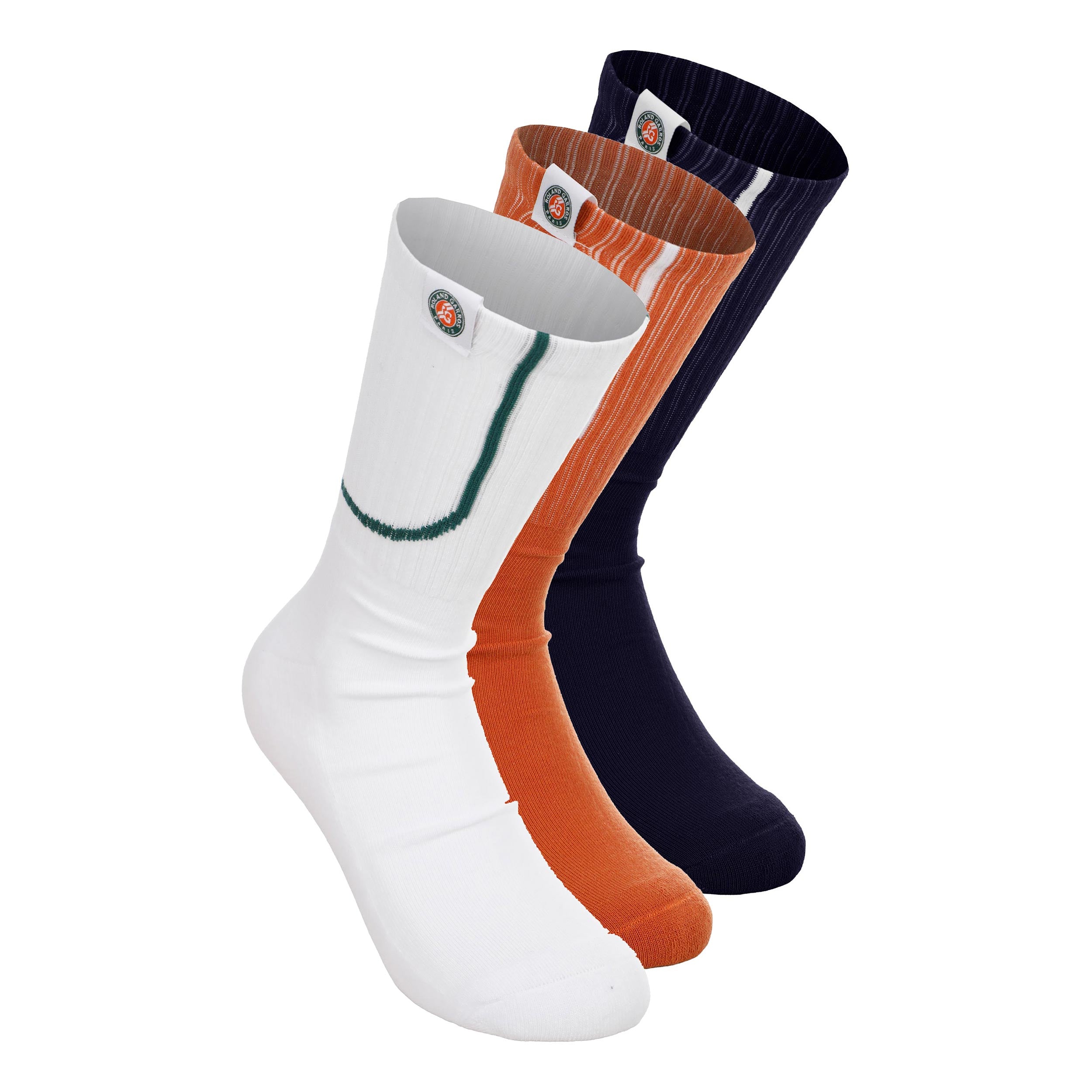 Roland Garros Calzini da tennis Confezione da 3 Unisex - bianco, blu scuro