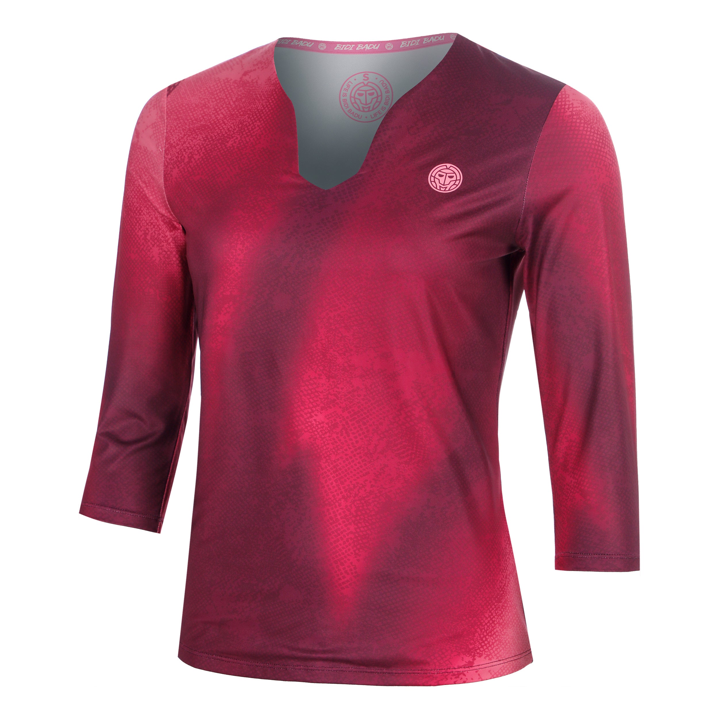 BIDI BADU Freeze Out V-Neck Printed  Haut manches longues Femmes - rouge foncé