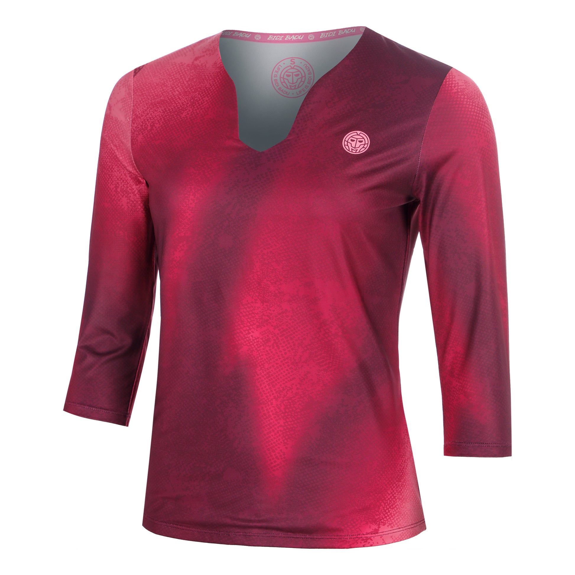 BIDI BADU Freeze Out V-Neck Printed  Manica lunga Donna - rosso scuro