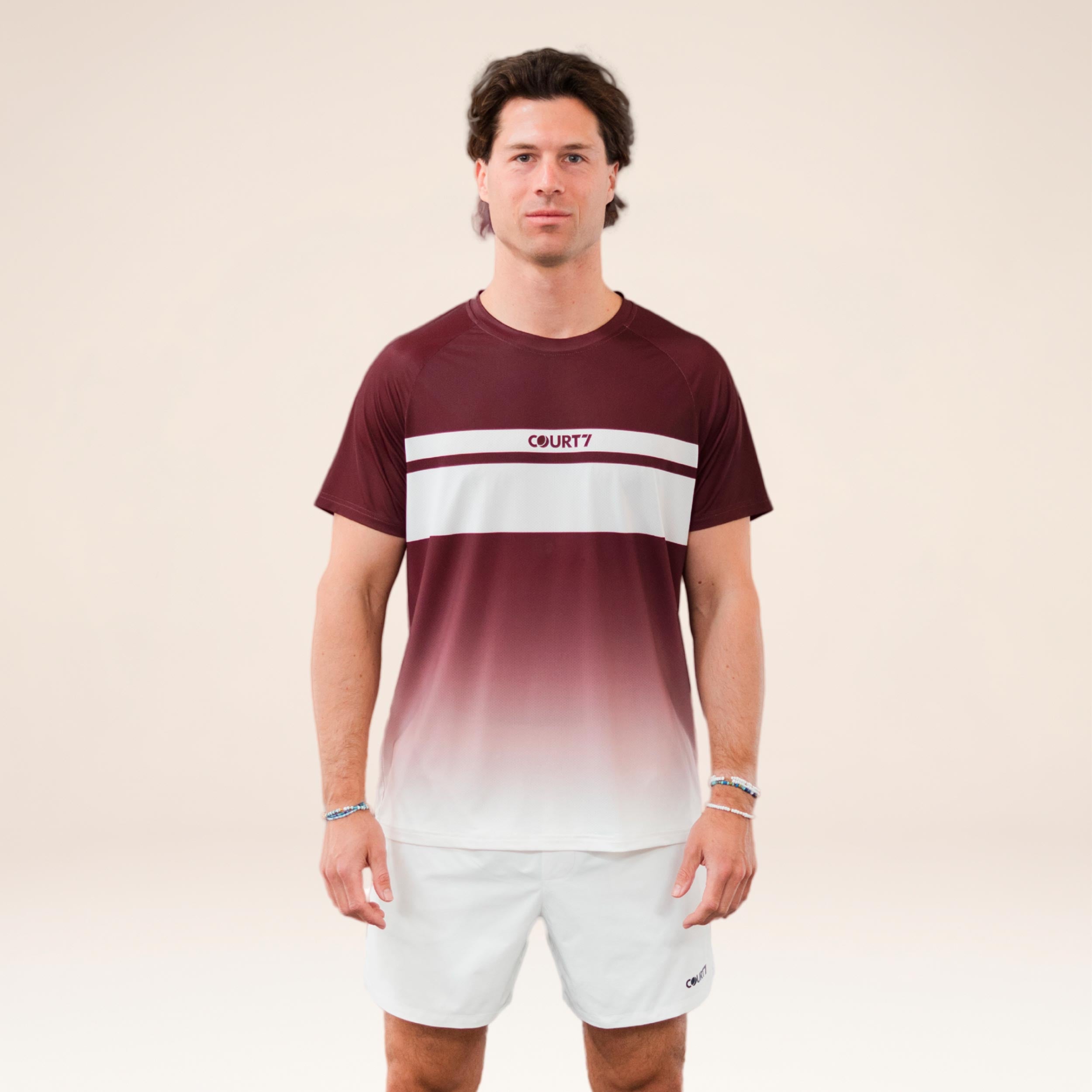 COURT7 Performance Gradient Stripe T-shirt Hommes - rouge