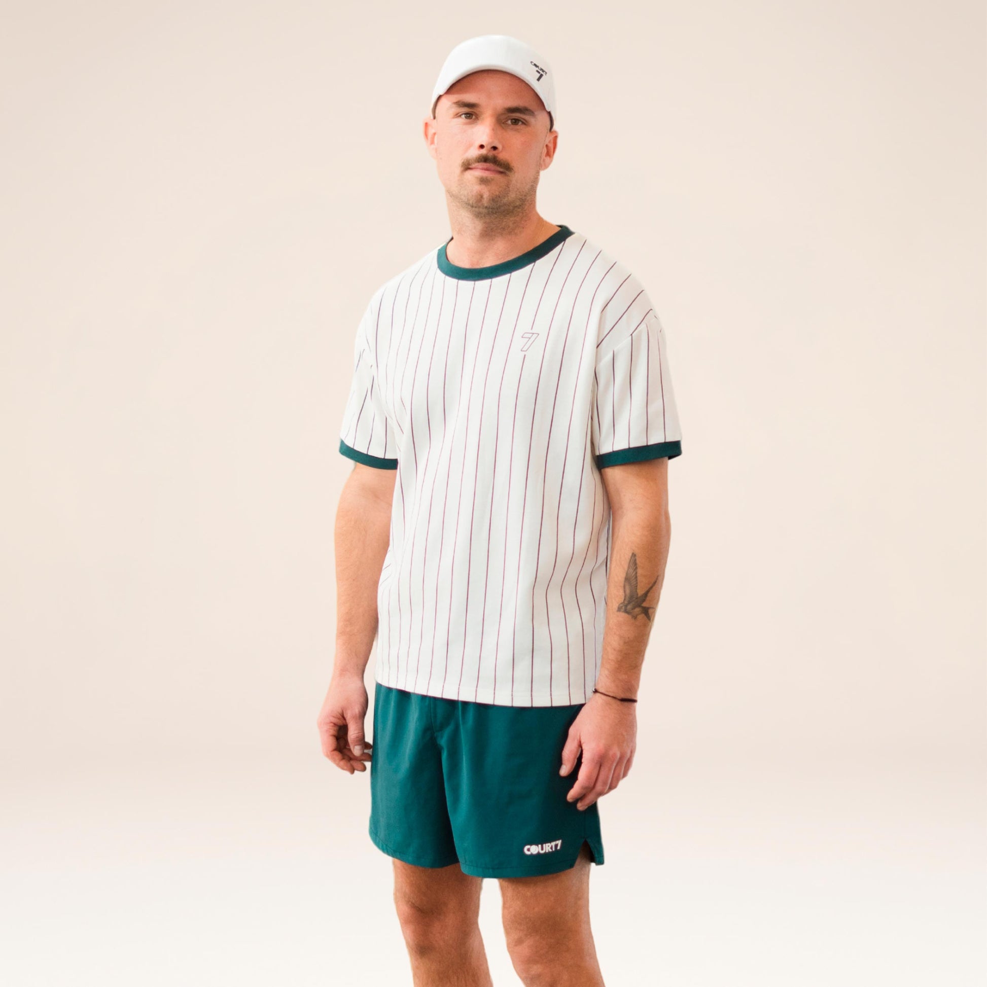 COURT7 AD-IN Stripes 2.0 T-shirt Unisex - blanc cassé, vert foncé