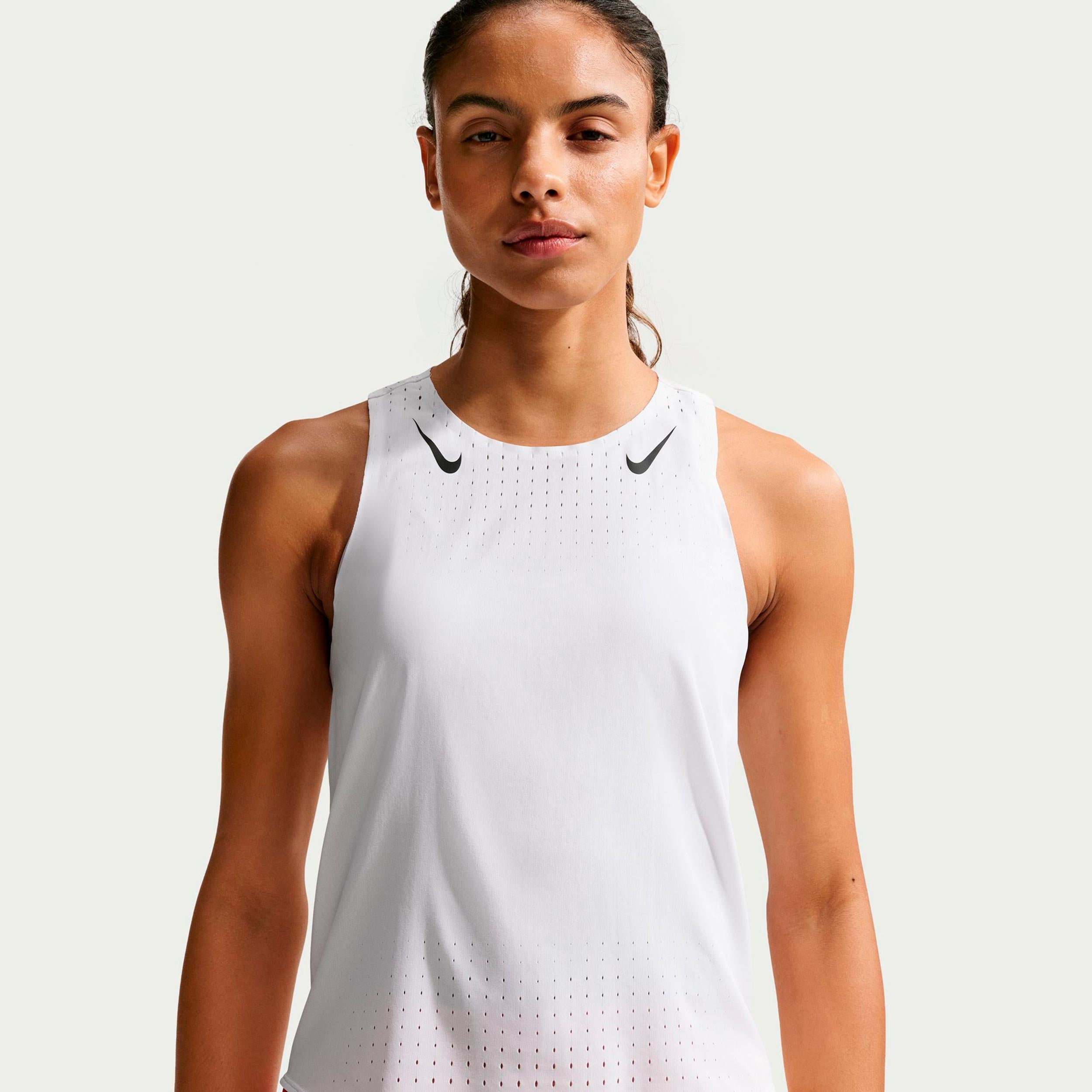 Nike AeroSwift Laufshirt Damen - weiß, schwarz