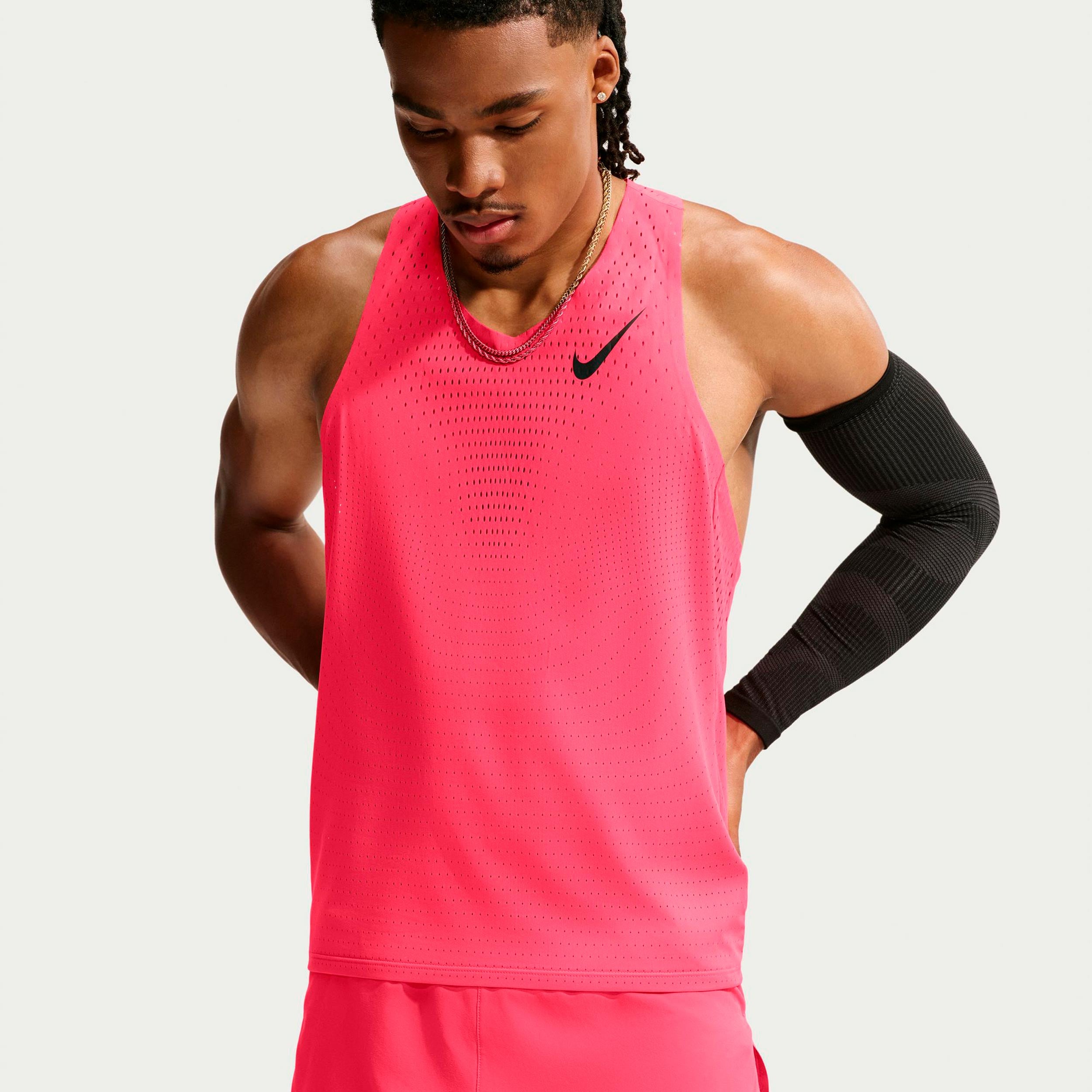 Nike AeroSwift  Camicia da corsa Uomini - rosso, nero